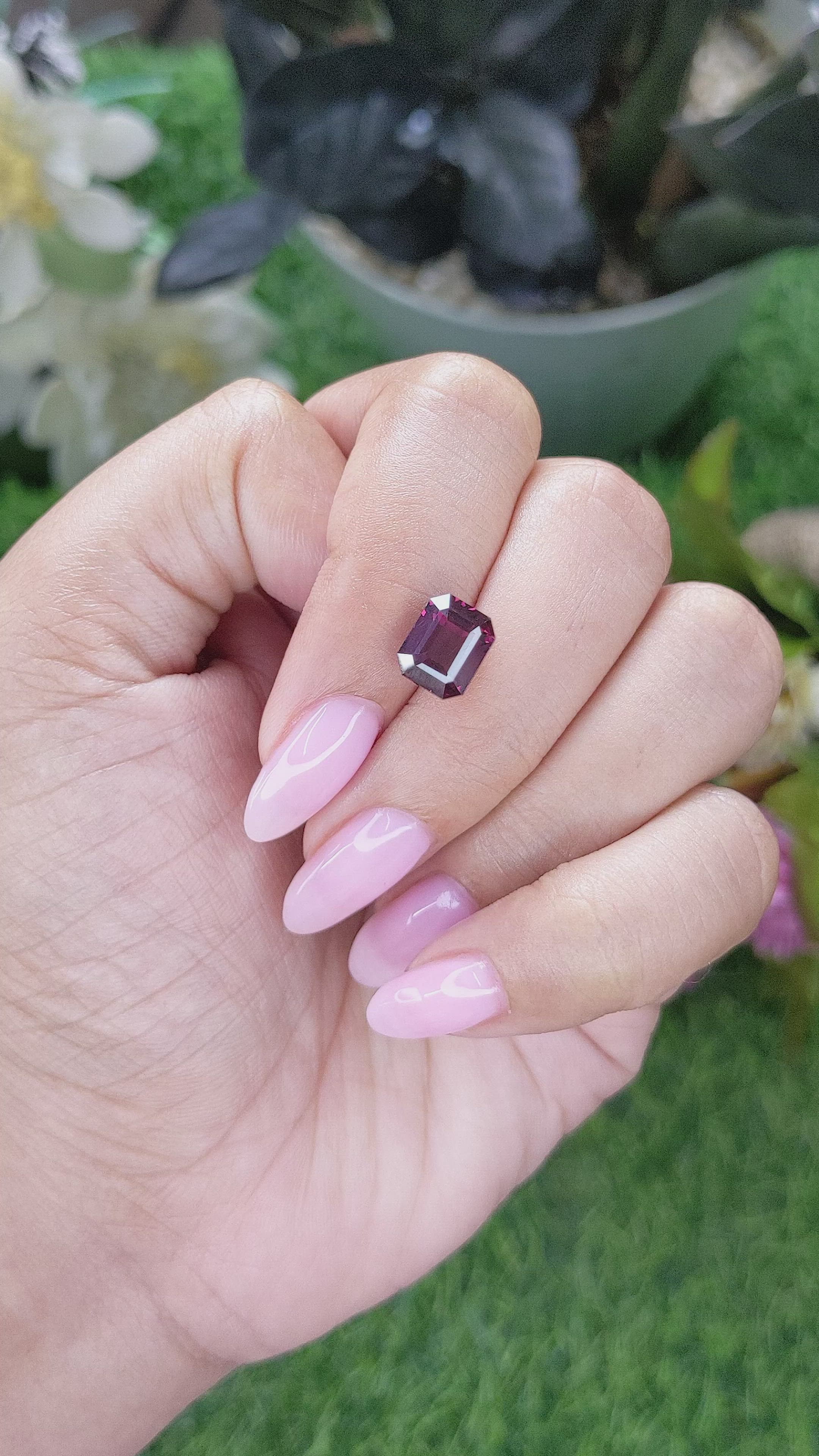3.79 Ct. Purplish Red Rhodolite Garnet from Tanzania Size Video