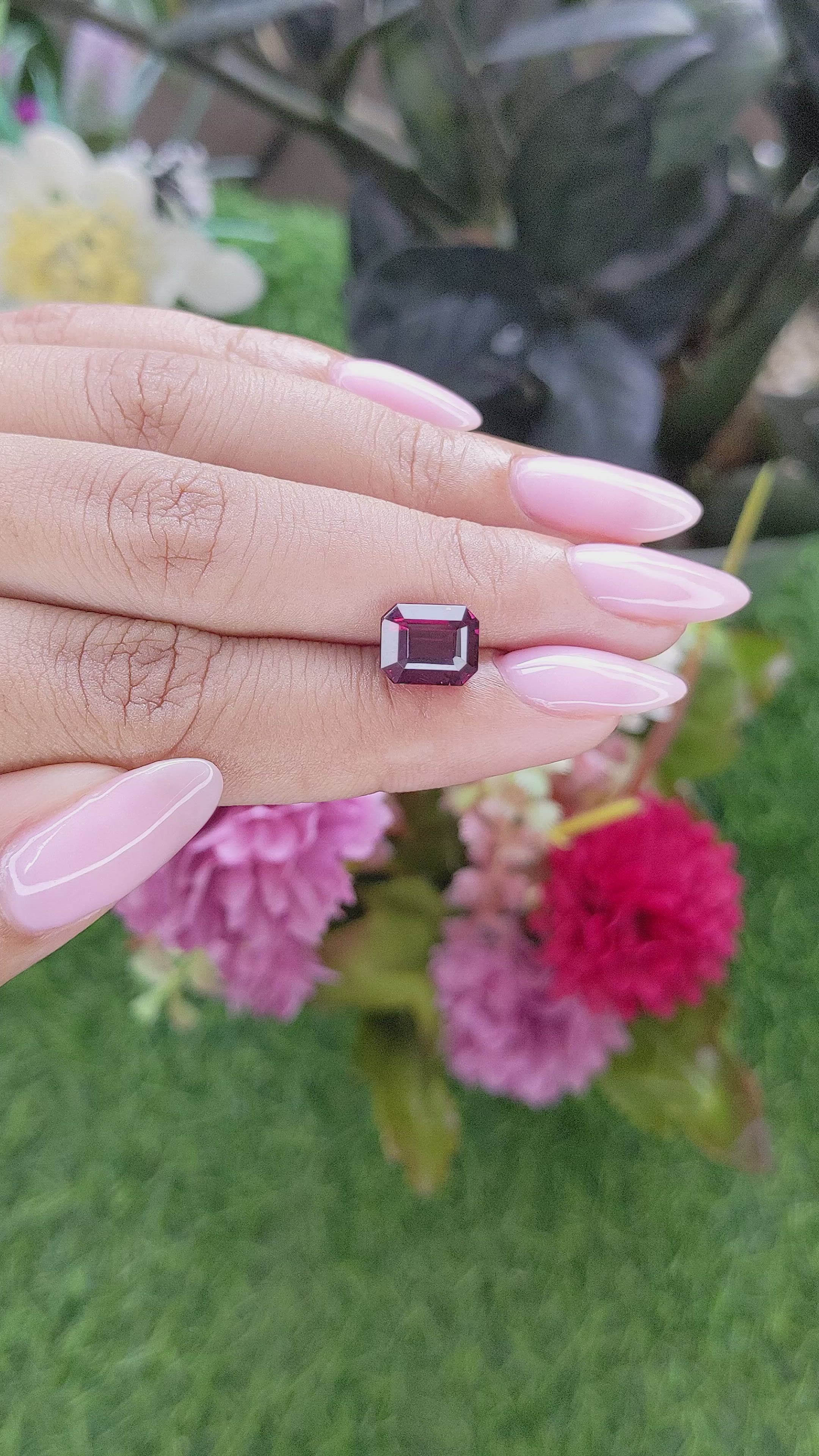 3.79 Ct. Purplish Red Rhodolite Garnet from Tanzania Size Video
