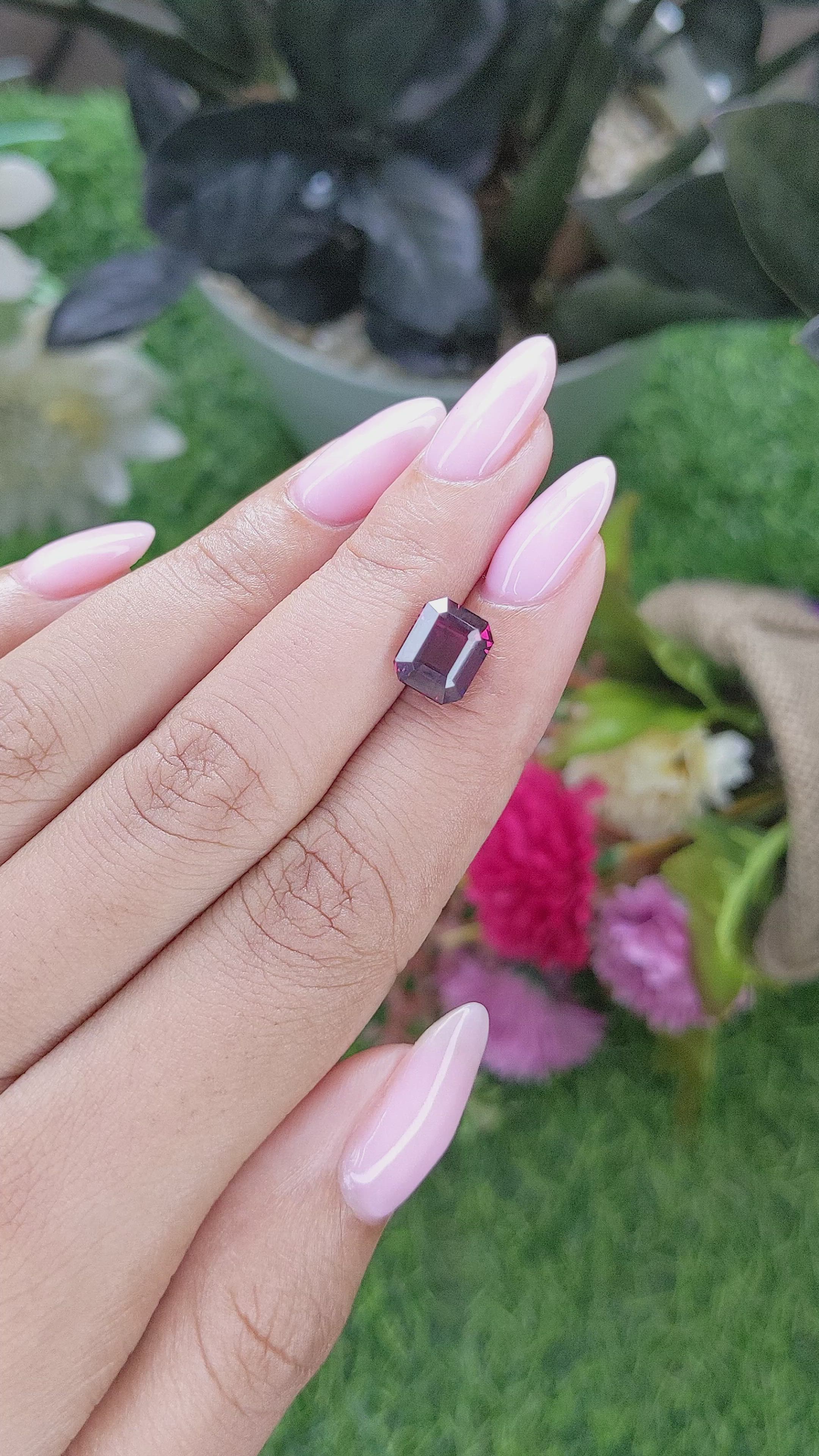 3.79 Ct. Purplish Red Rhodolite Garnet from Tanzania Size Video