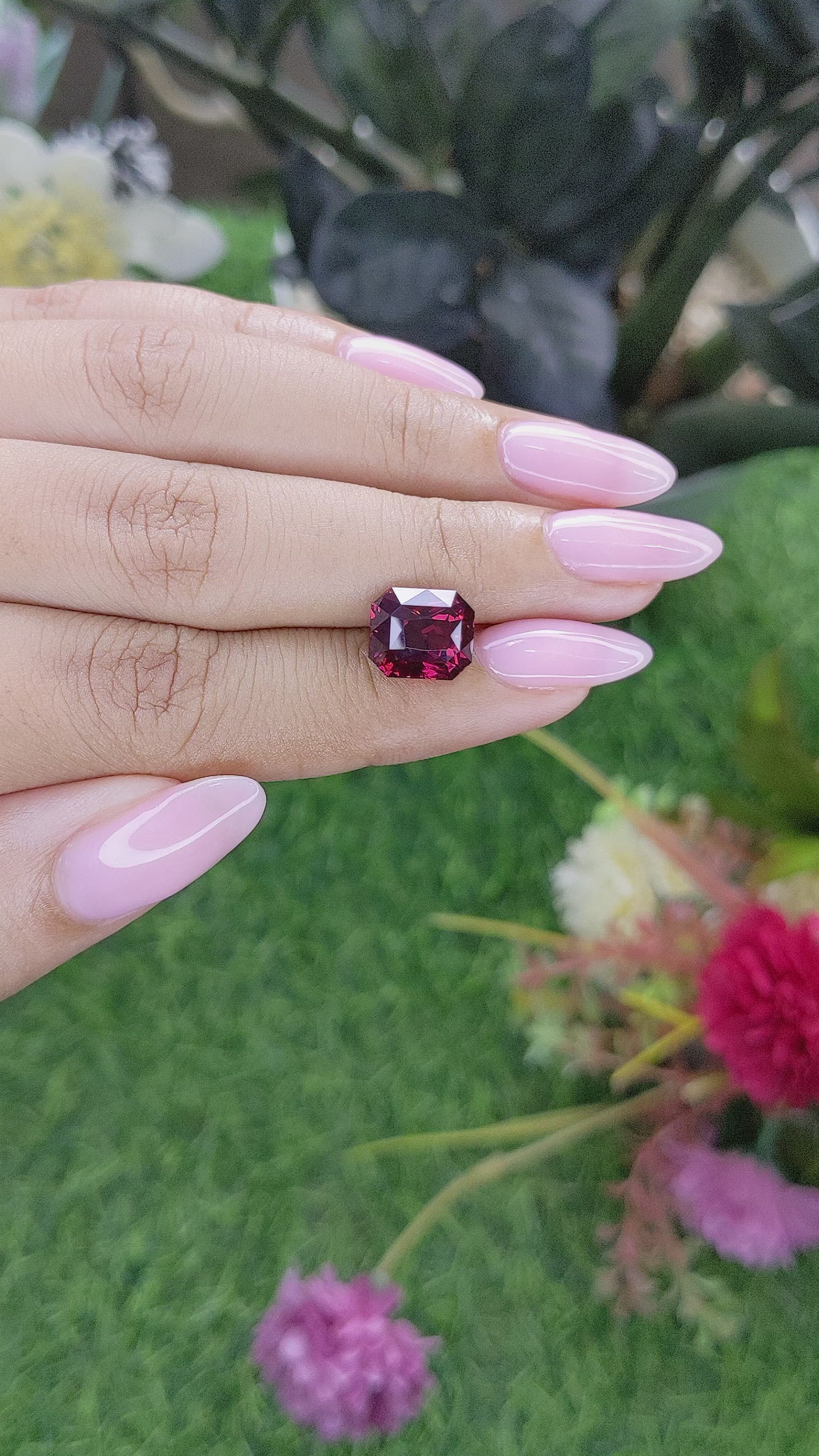 5.13 Ct. Purplish Pink Rhodolite Garnet from Tanzania Size Video