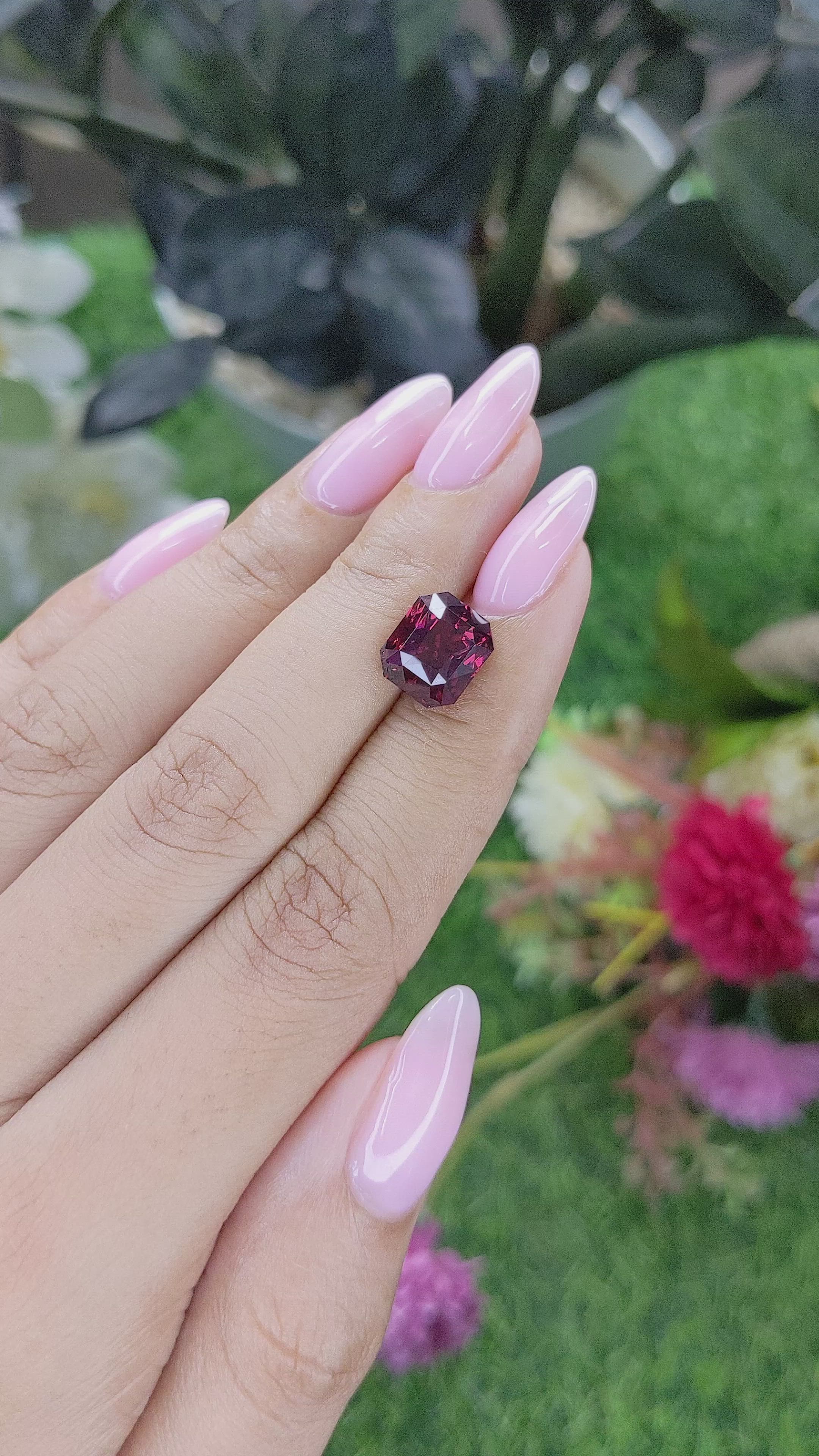 5.13 Ct. Purplish Pink Rhodolite Garnet from Tanzania Size Video