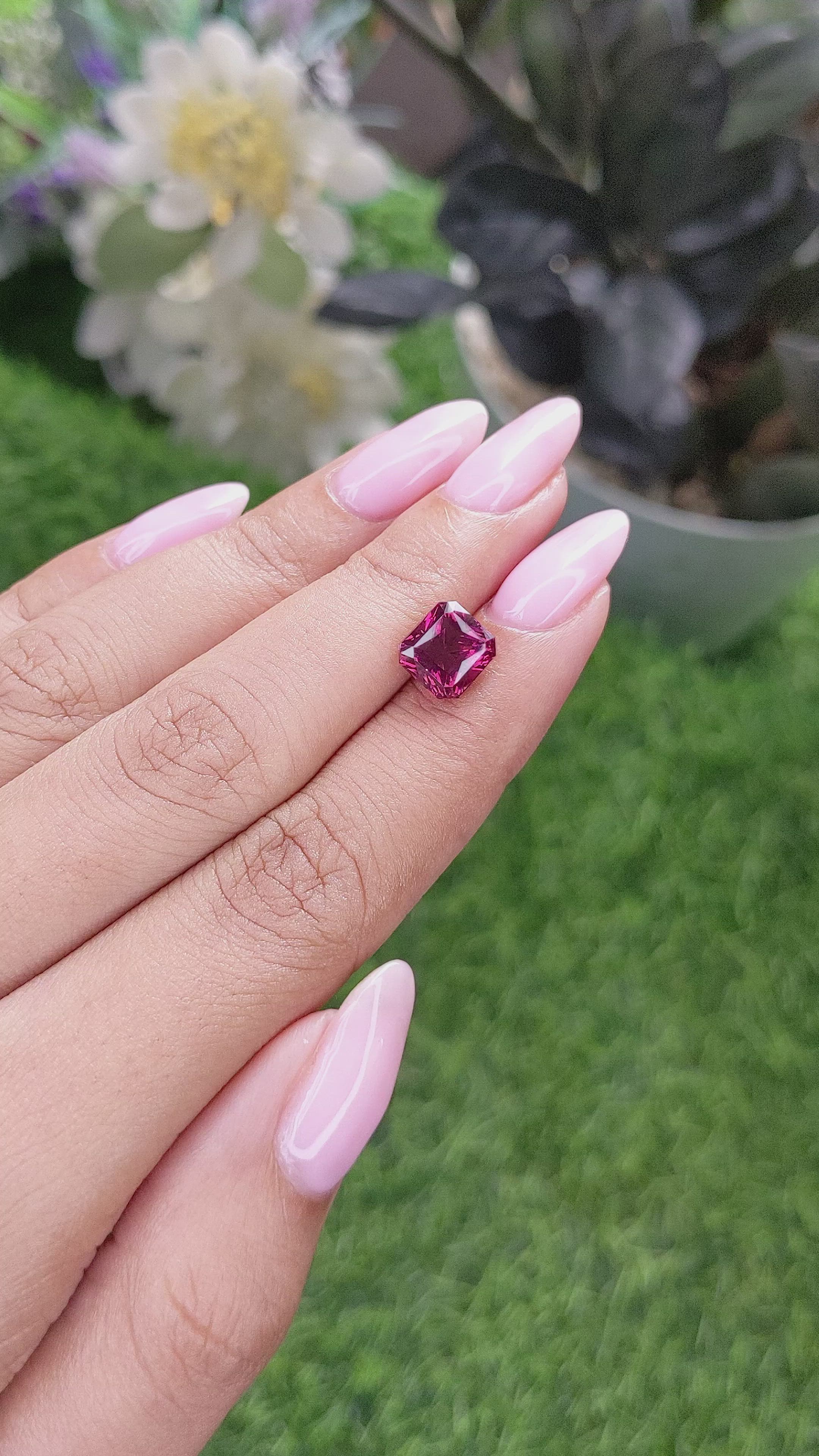 3.39 Ct. Pinkish Red Malaya Garnet from Tanzania Size Video