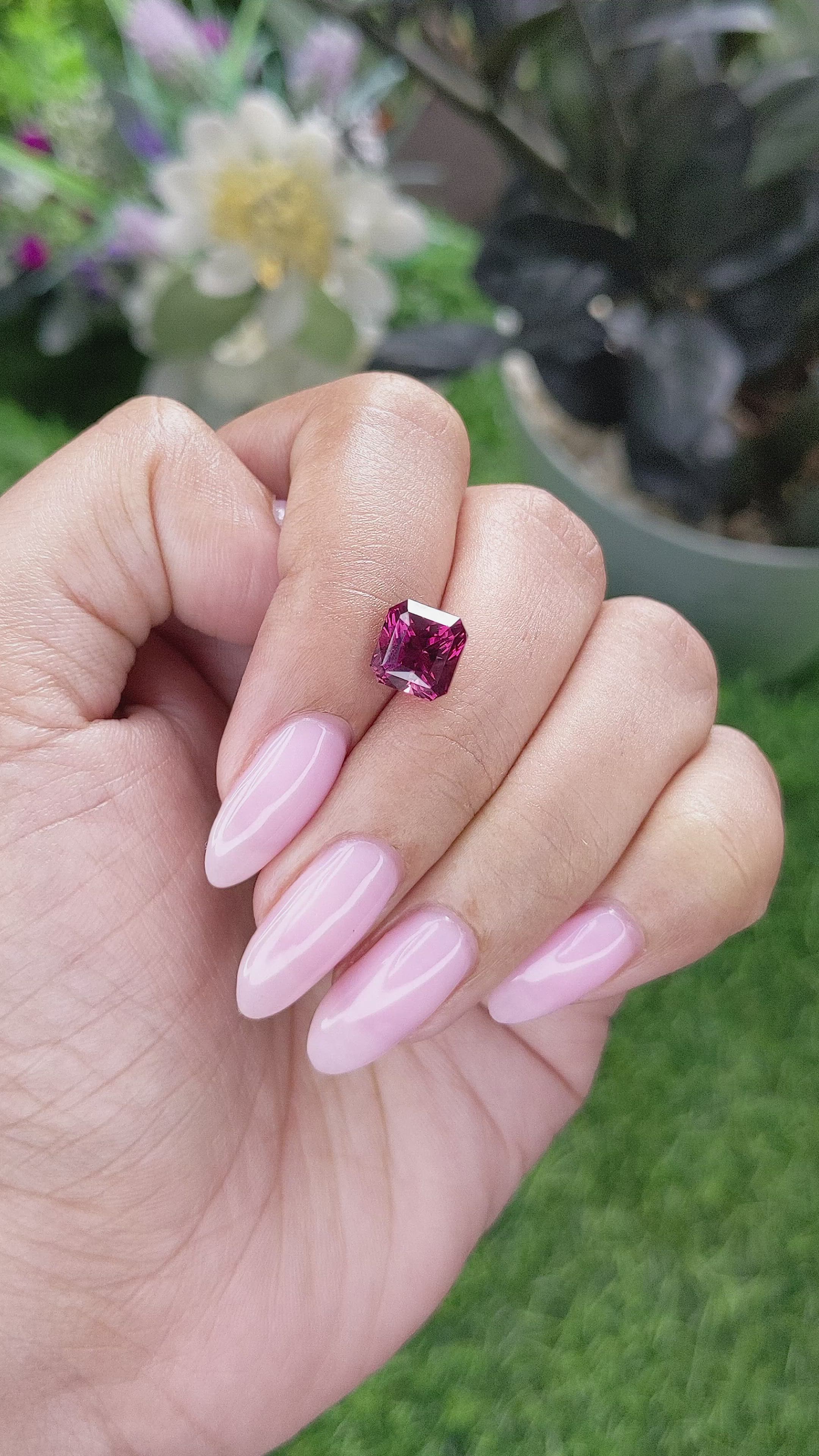 3.39 Ct. Pinkish Red Malaya Garnet from Tanzania Size Video