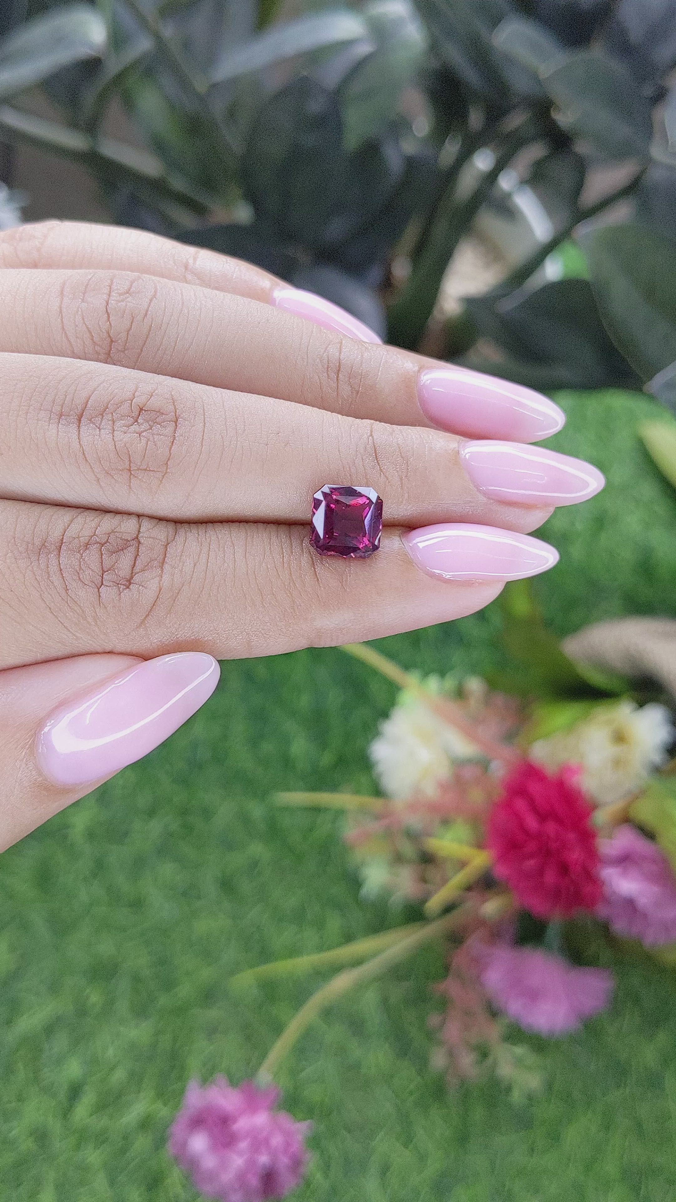 2.95 Ct. Pinkish Red Garnet from Tanzania Size Video