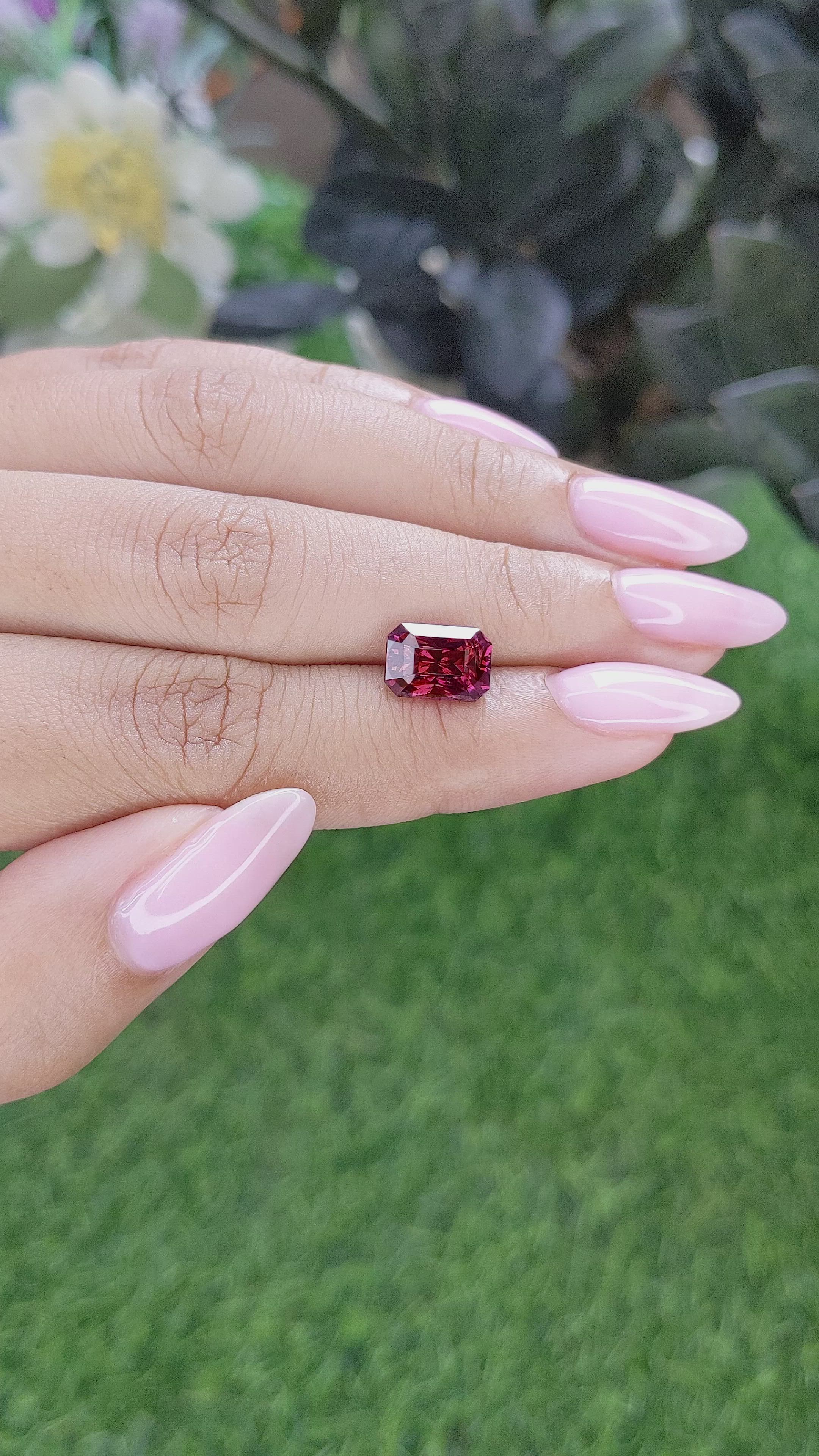 3.39 Ct. Red Spessartite Garnet from Tanzania Size Video