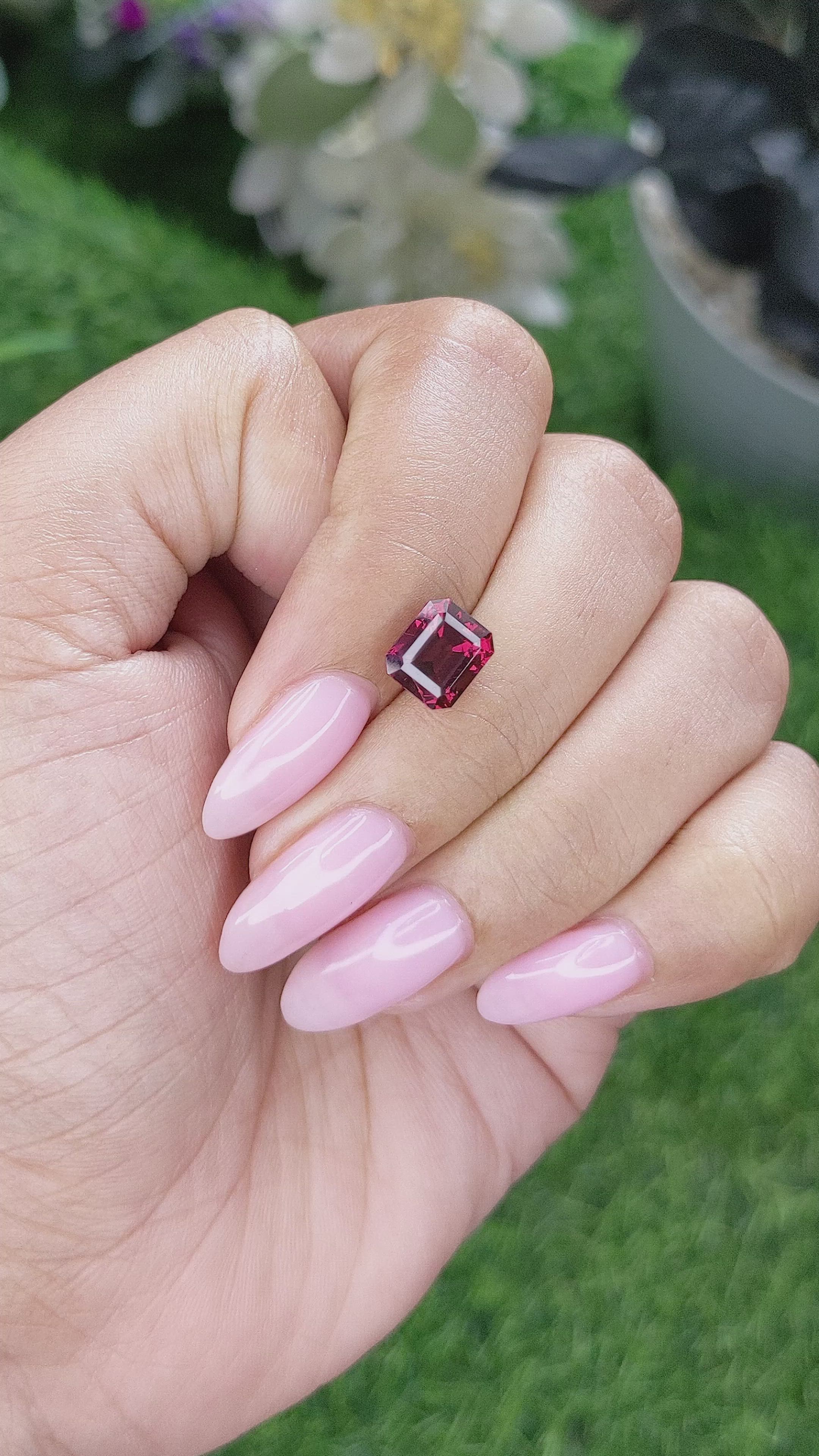 3.00 Ct. Purplish Red Rhodolite Garnet from Tanzania Size Video