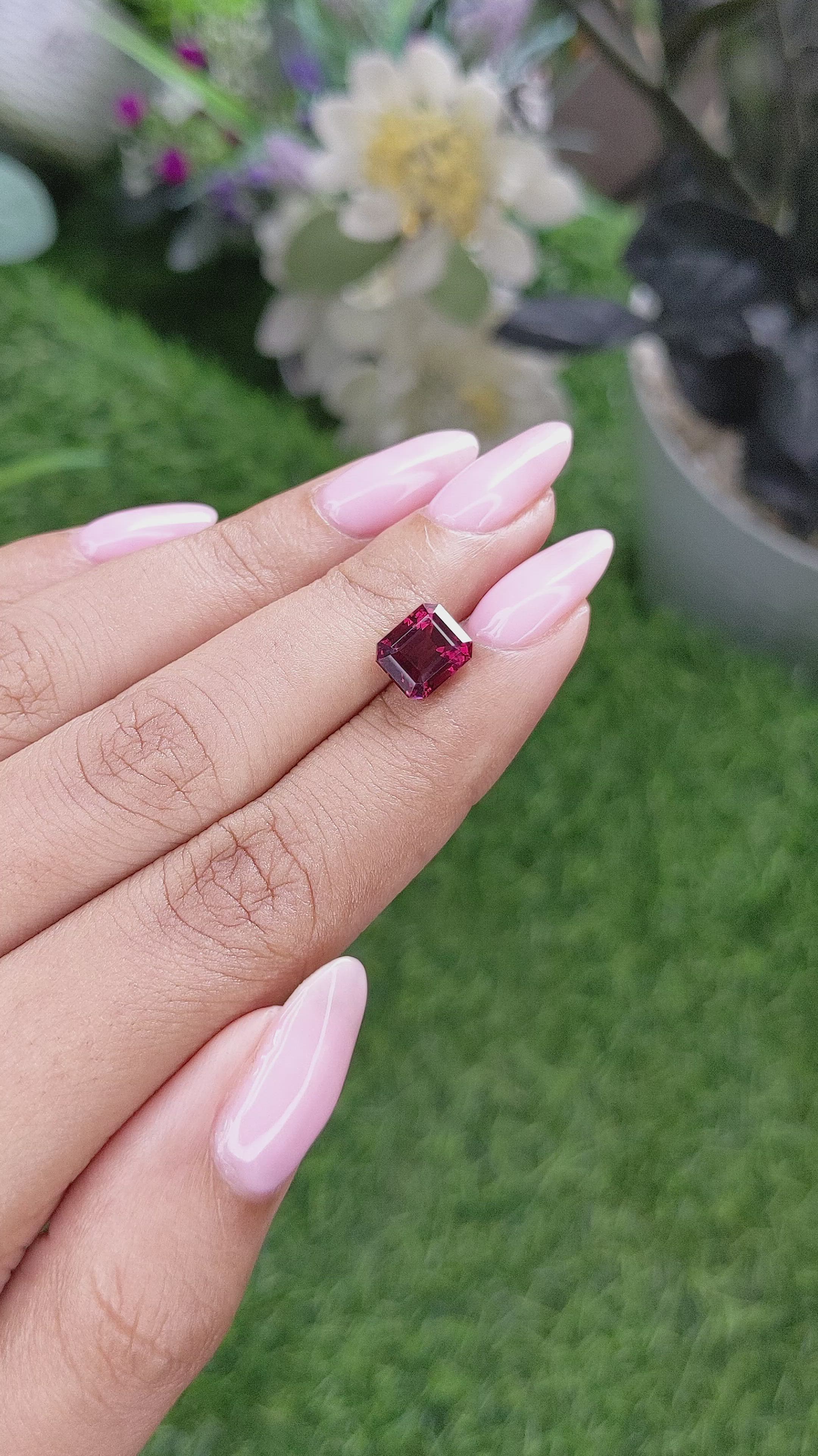 3.00 Ct. Purplish Red Rhodolite Garnet from Tanzania Size Video