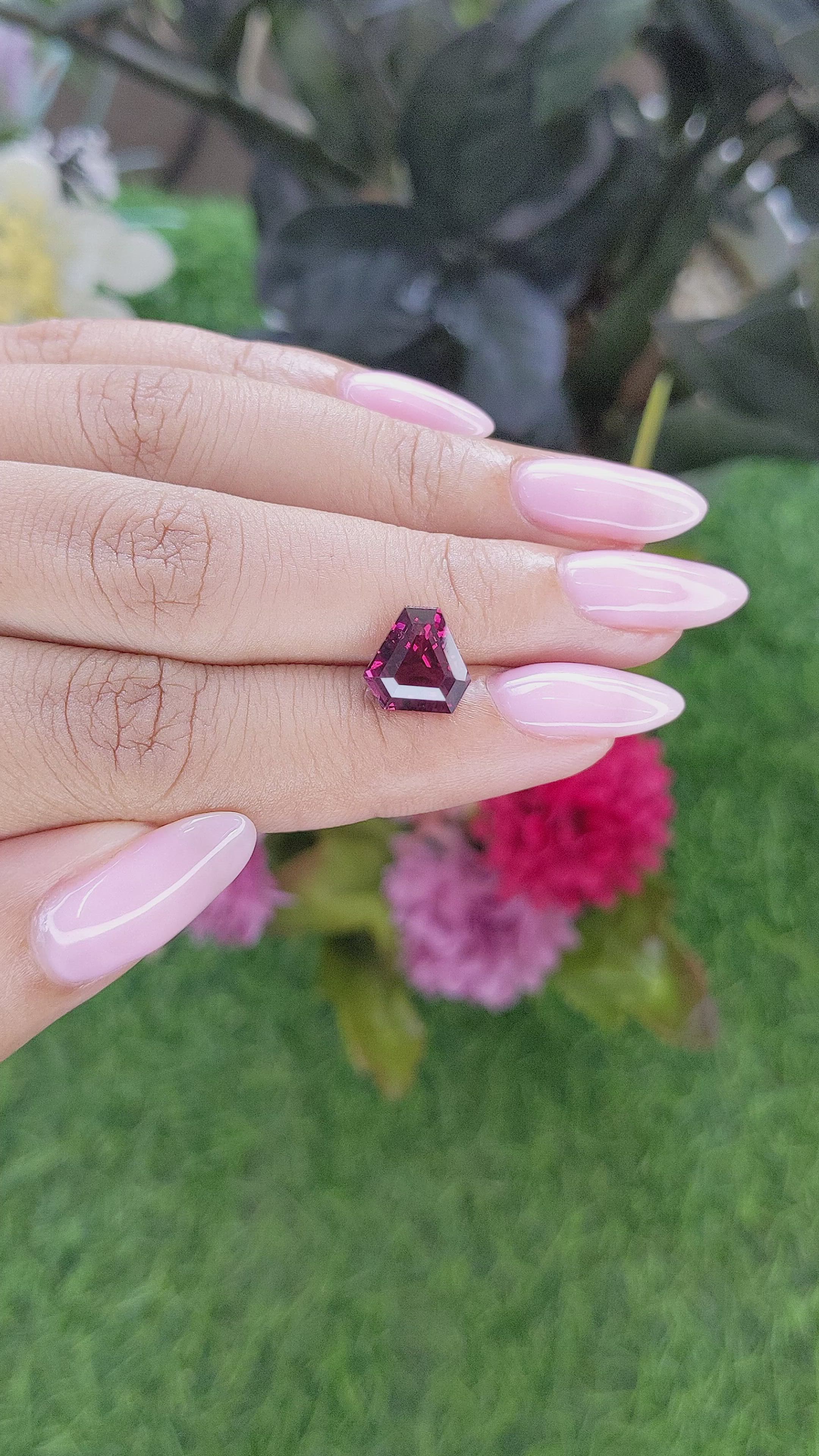 3.65 Ct. Pinkish Red Malaya Garnet from Tanzania Size Video