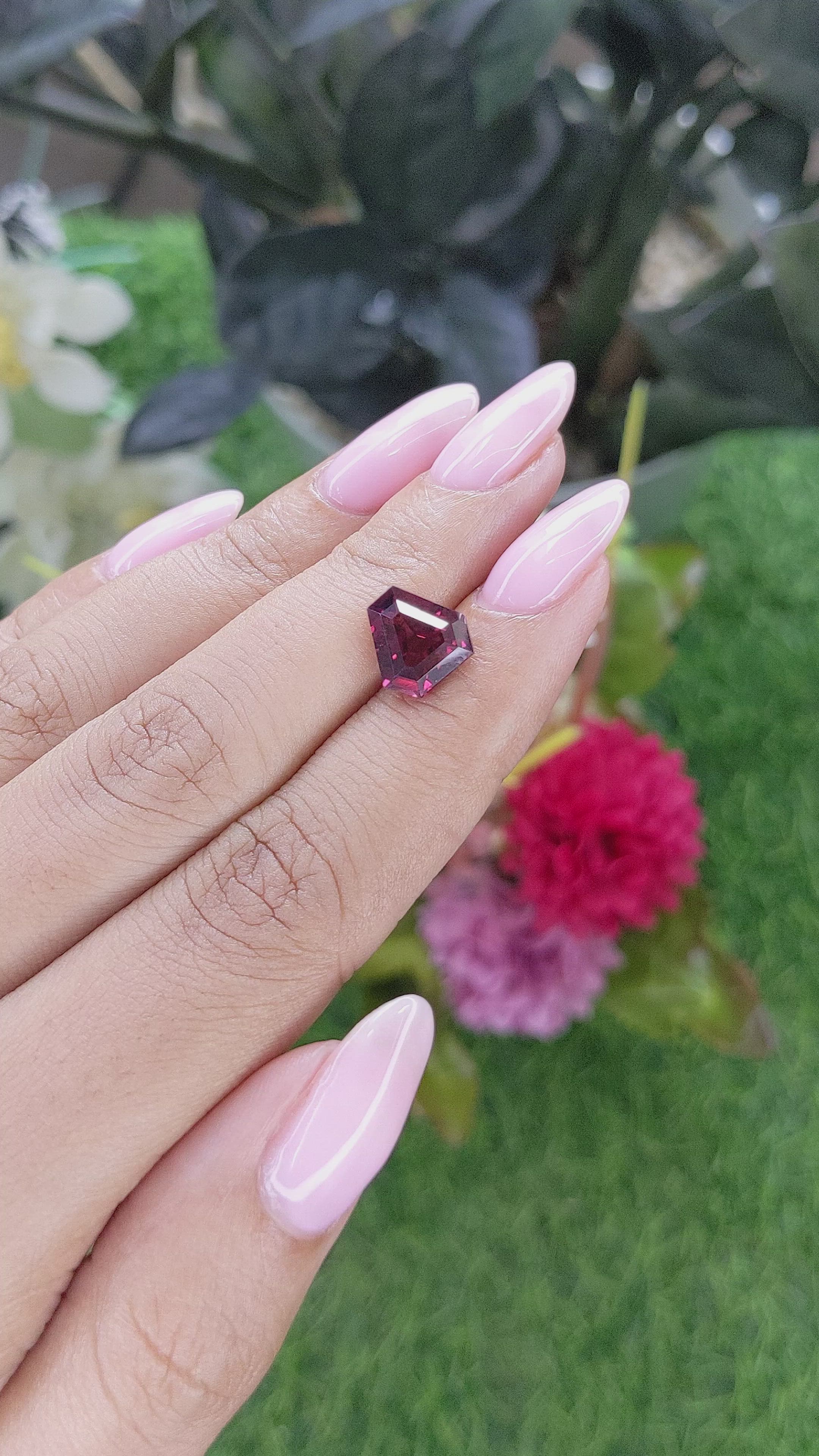 3.65 Ct. Pinkish Red Malaya Garnet from Tanzania Size Video