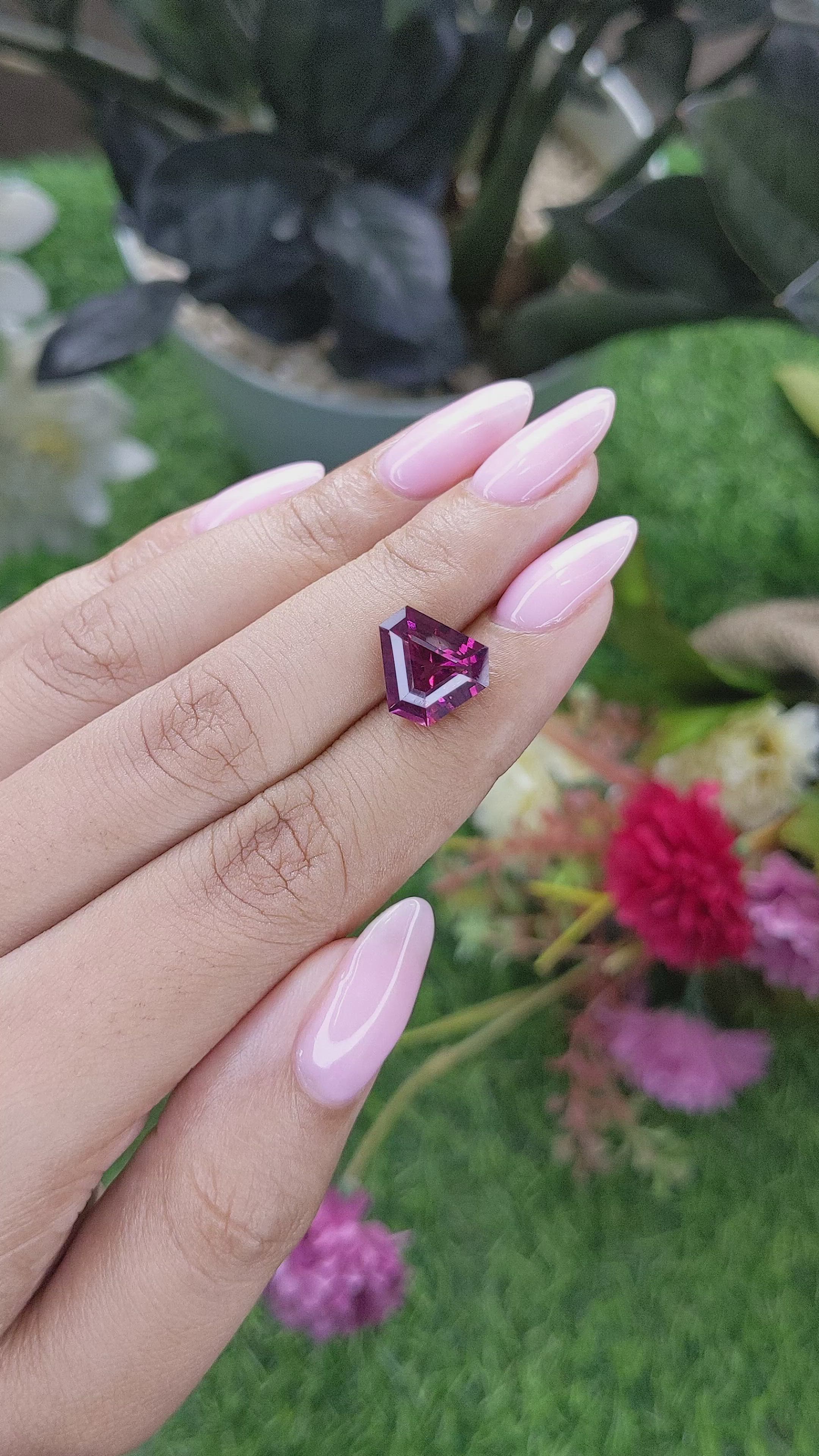 5.33 Ct. Purplish Pink Garnet from Tanzania Size Video