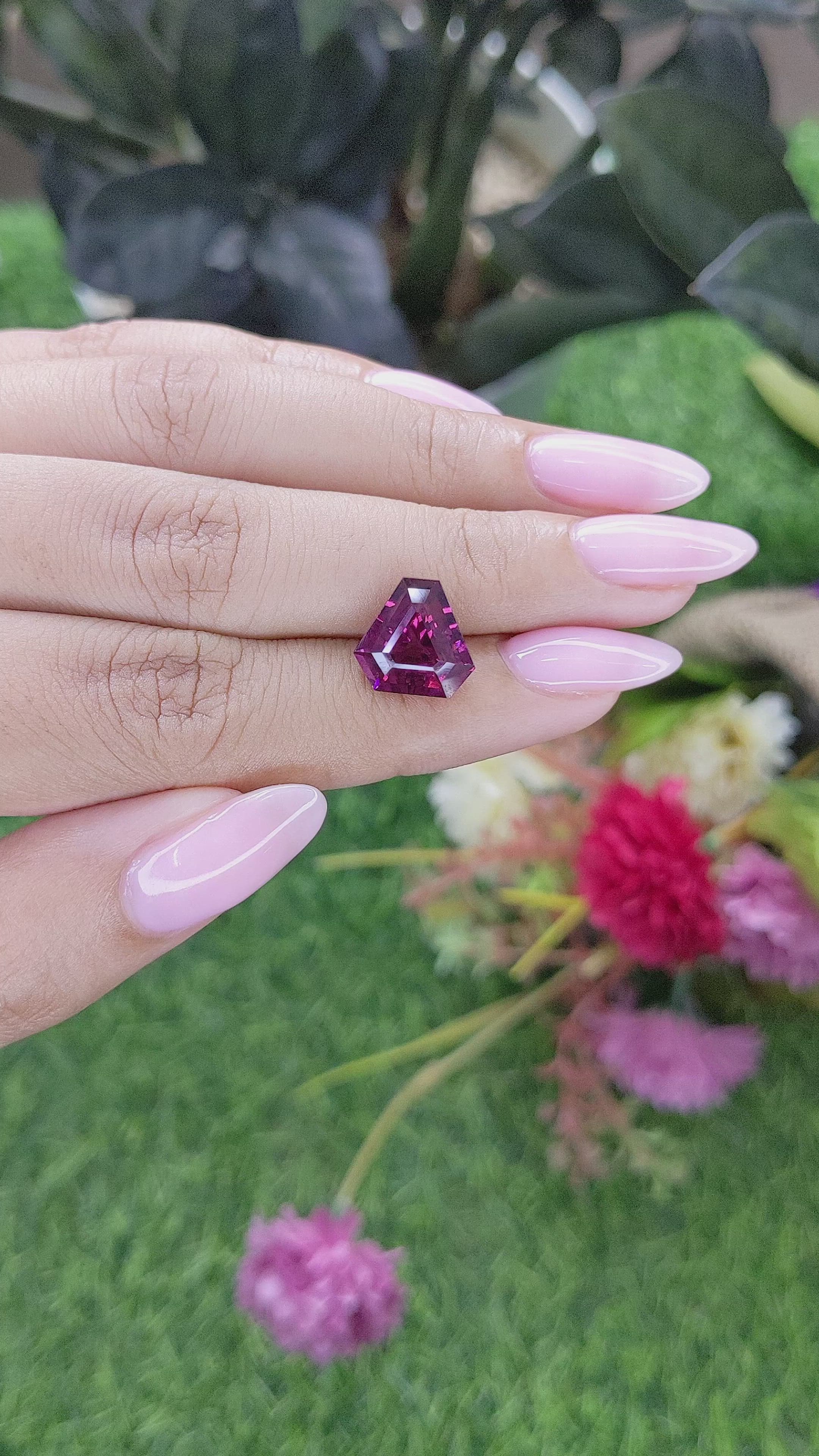 5.33 Ct. Purplish Pink Garnet from Tanzania Size Video