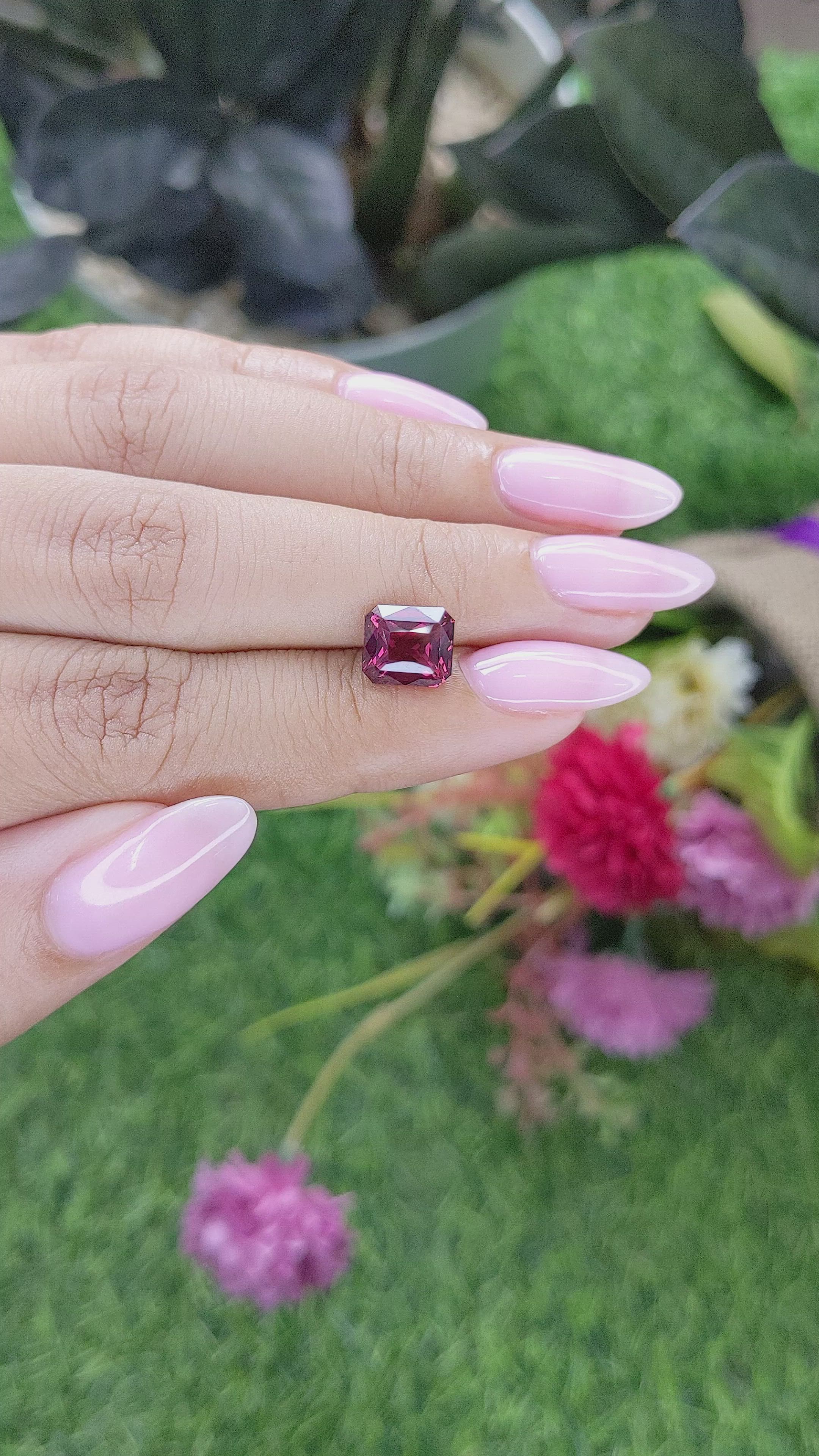 3.13 Ct. Purplish Red Garnet from Tanzania Size Video