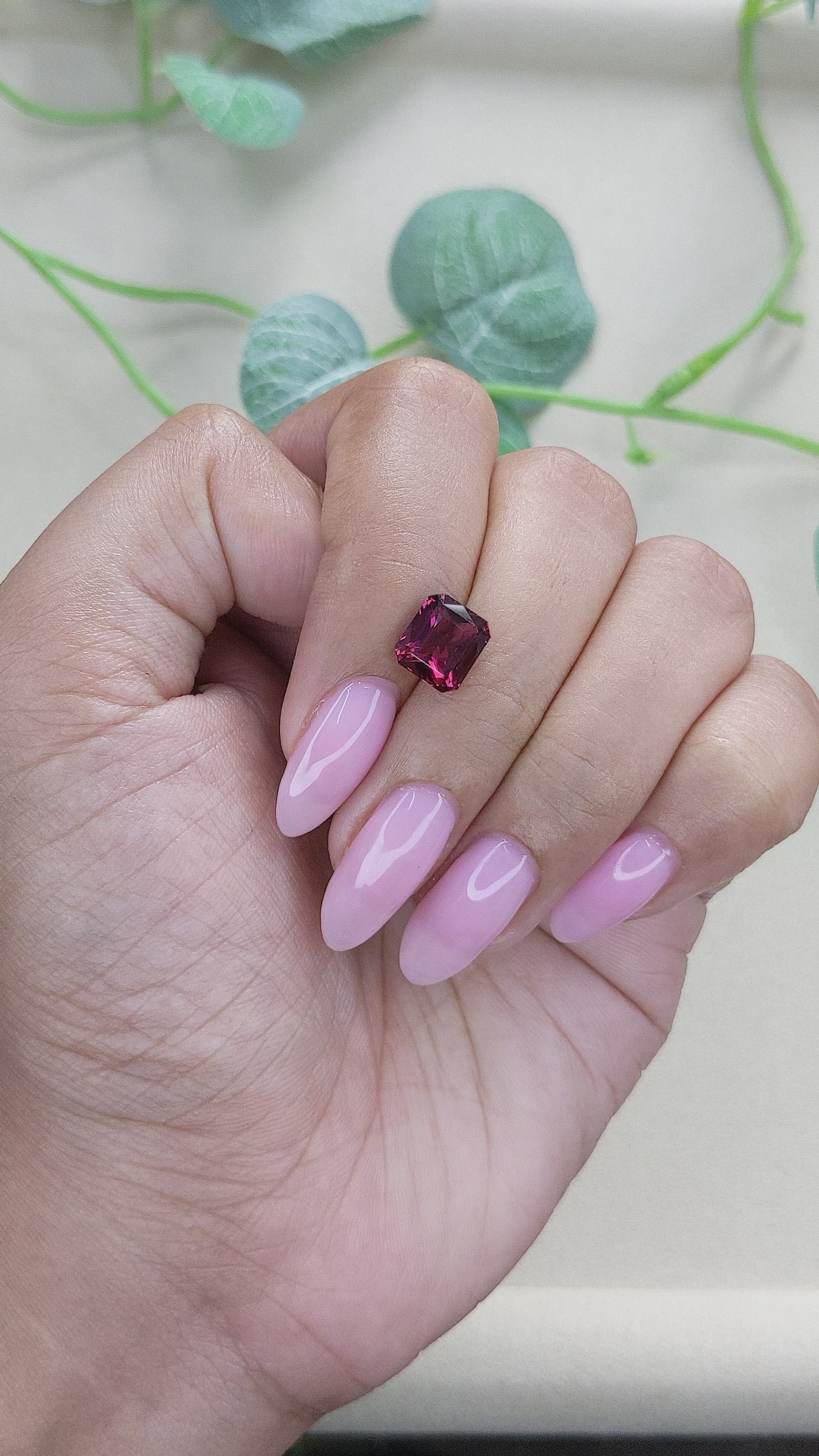 3.13 Ct. Purplish Red Garnet from Tanzania Size Video