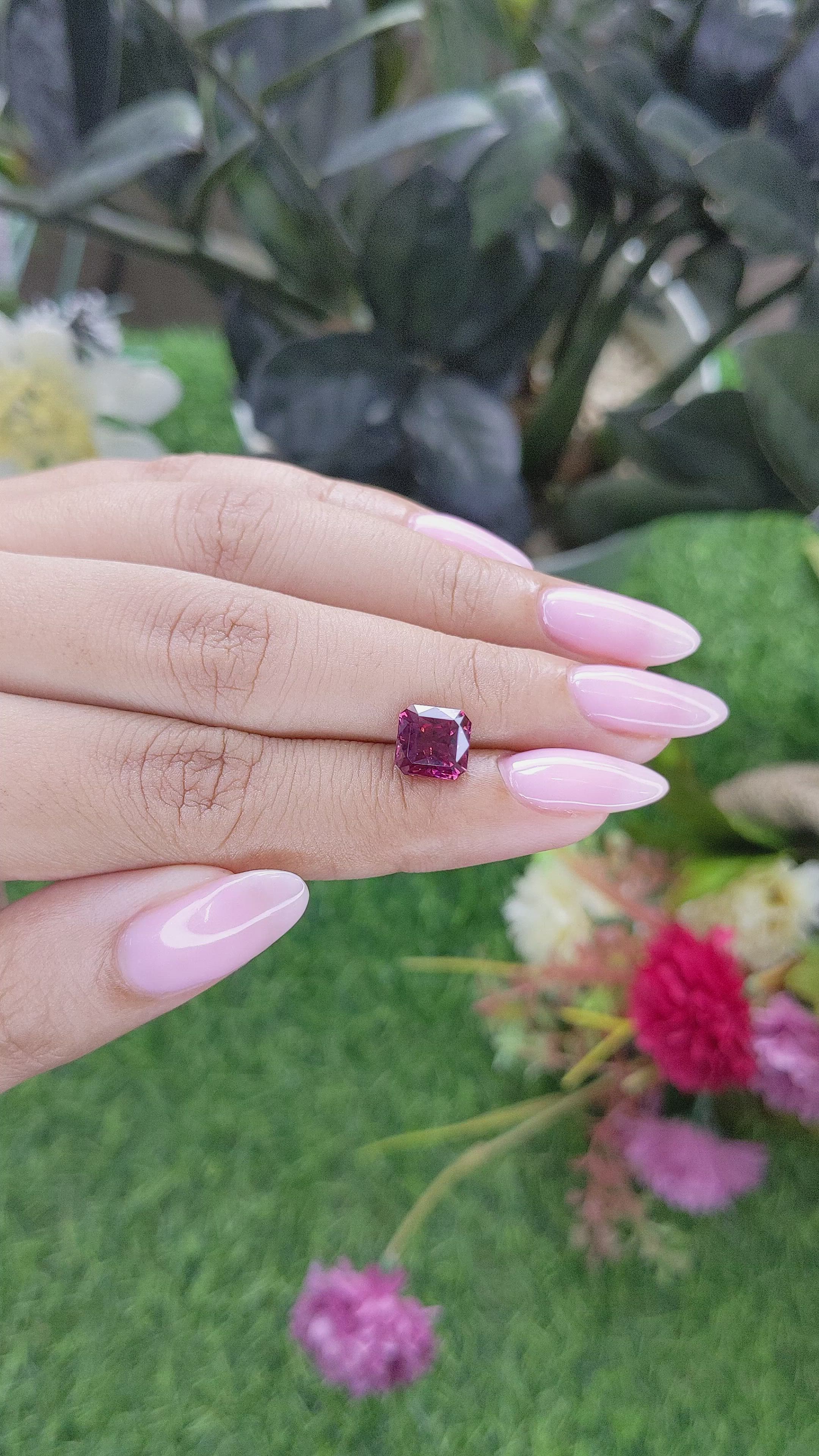 2.85 Ct. Pinkish Red Garnet from Tanzania Size Video