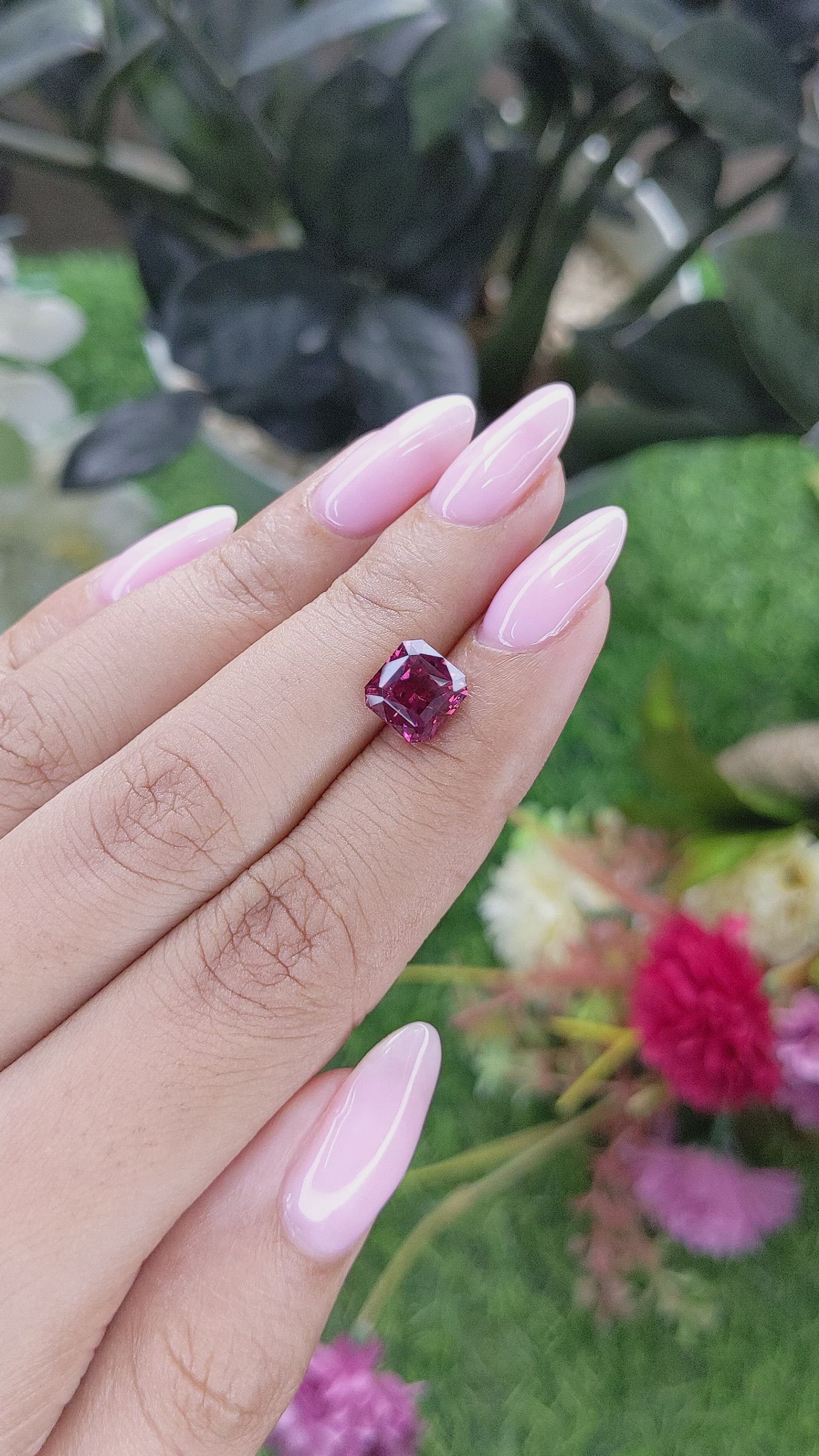 2.85 Ct. Pinkish Red Garnet from Tanzania Size Video