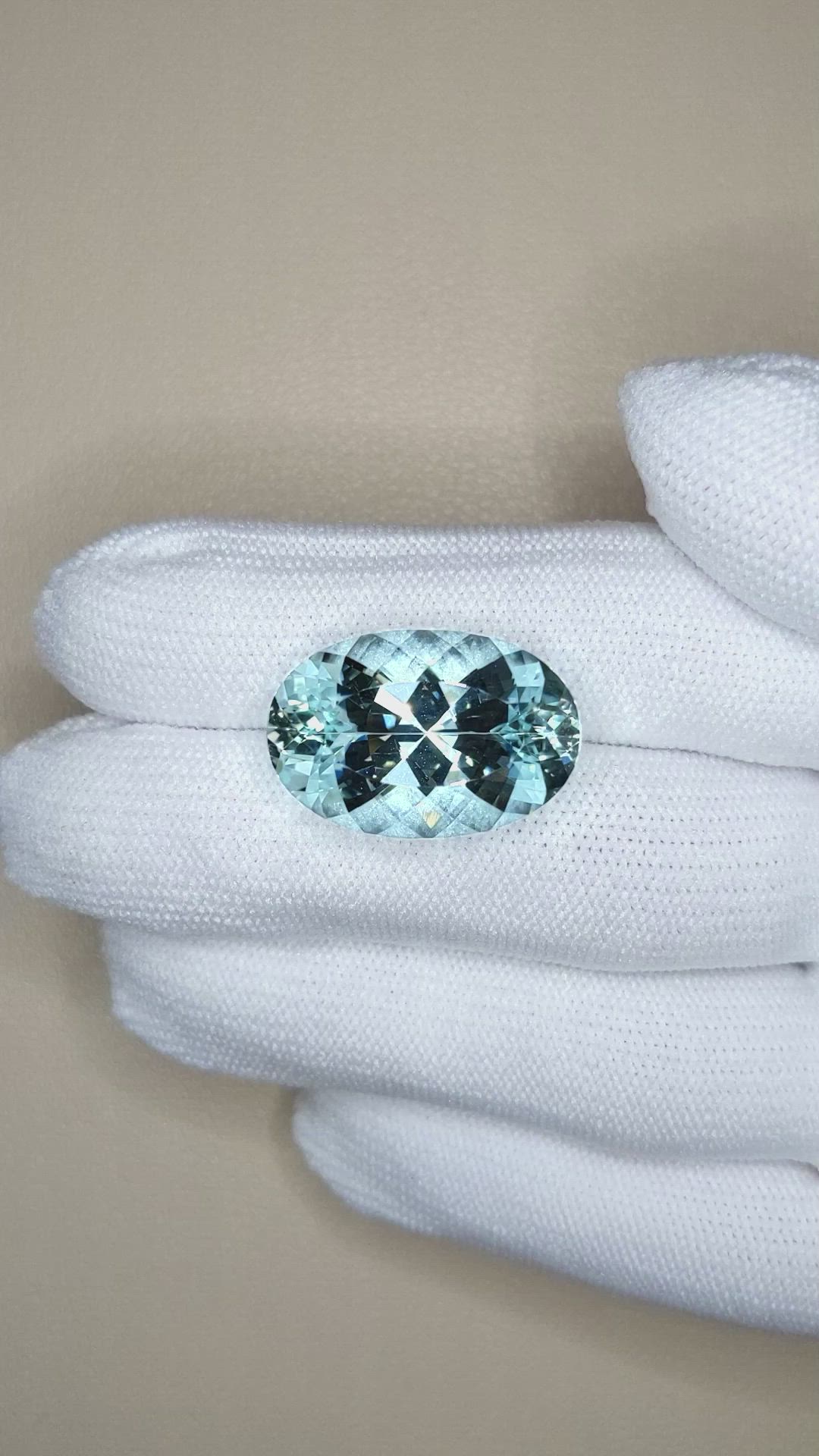 17.66 Ct. Blue Aquamarine from Brazil Size Video