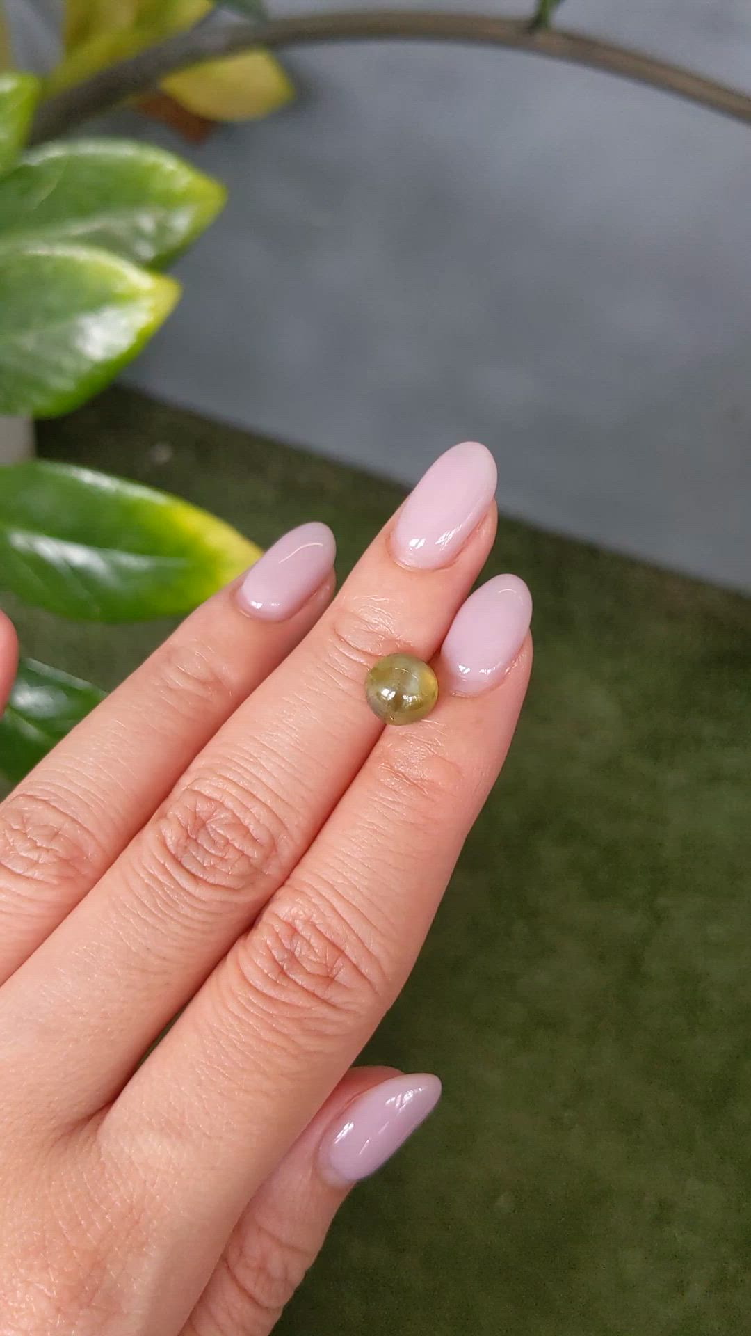 3.94 Ct. Greenish Yellow Chrysoberyl from Brazil Size Video