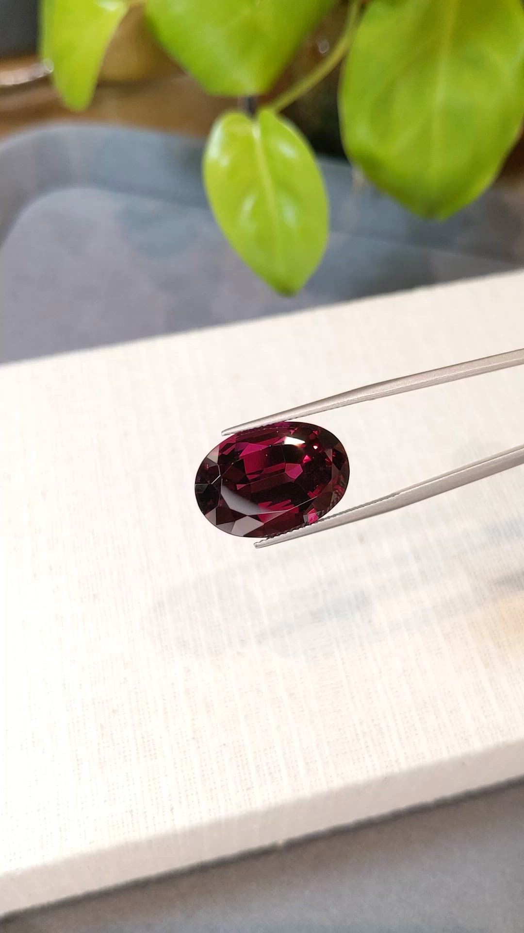 23.10 Ct. Purplish Red Garnet from Tanzania Size Video