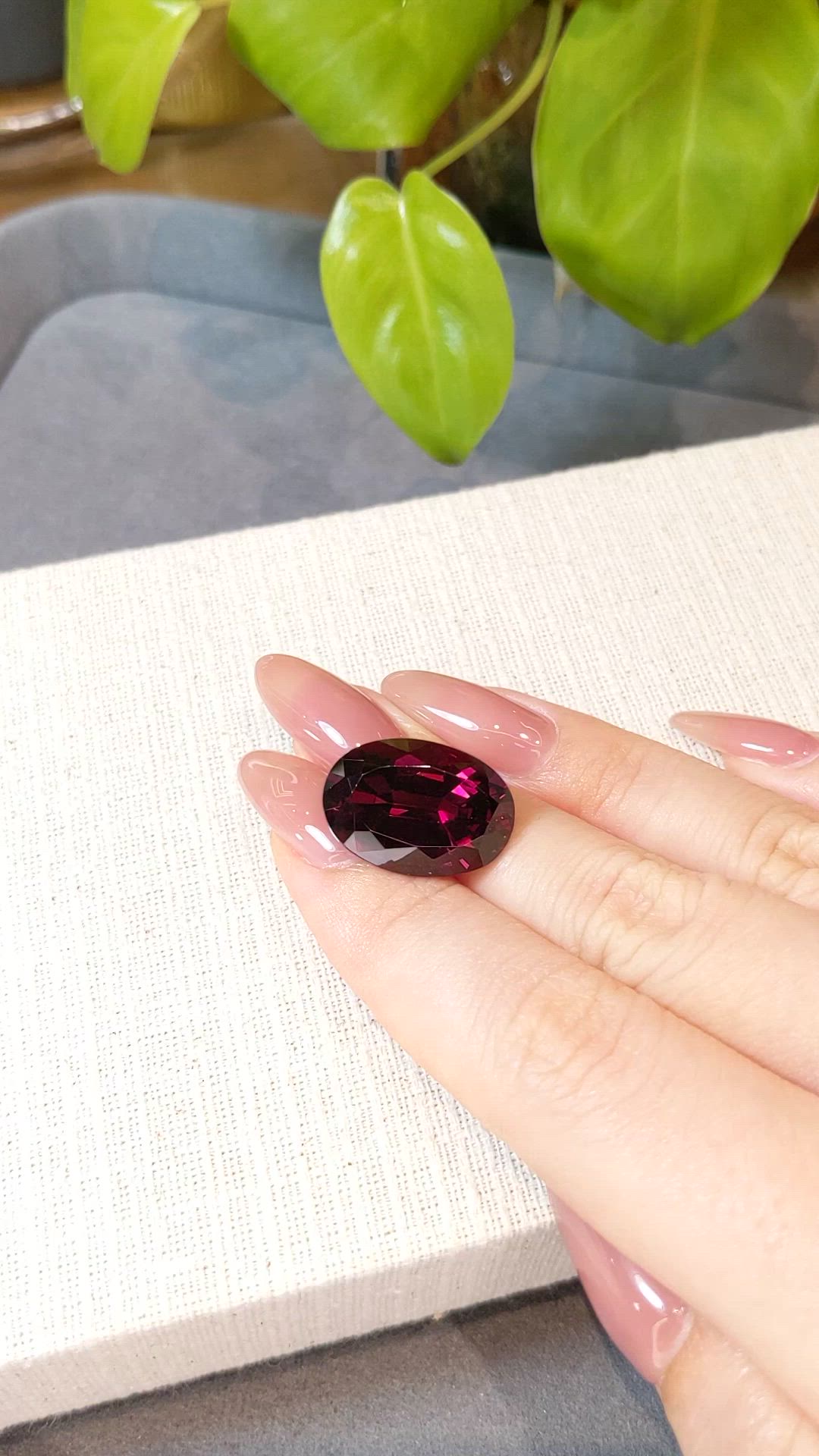 23.10 Ct. Purplish Red Garnet from Tanzania Size Video