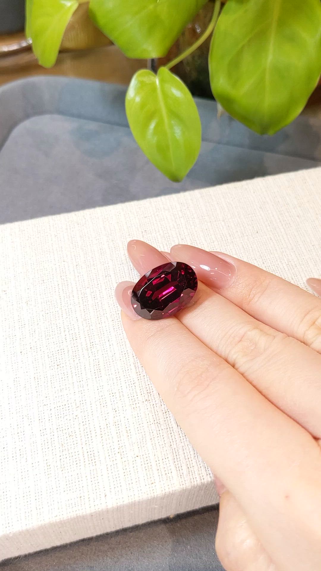 23.10 Ct. Purplish Red Garnet from Tanzania Size Video