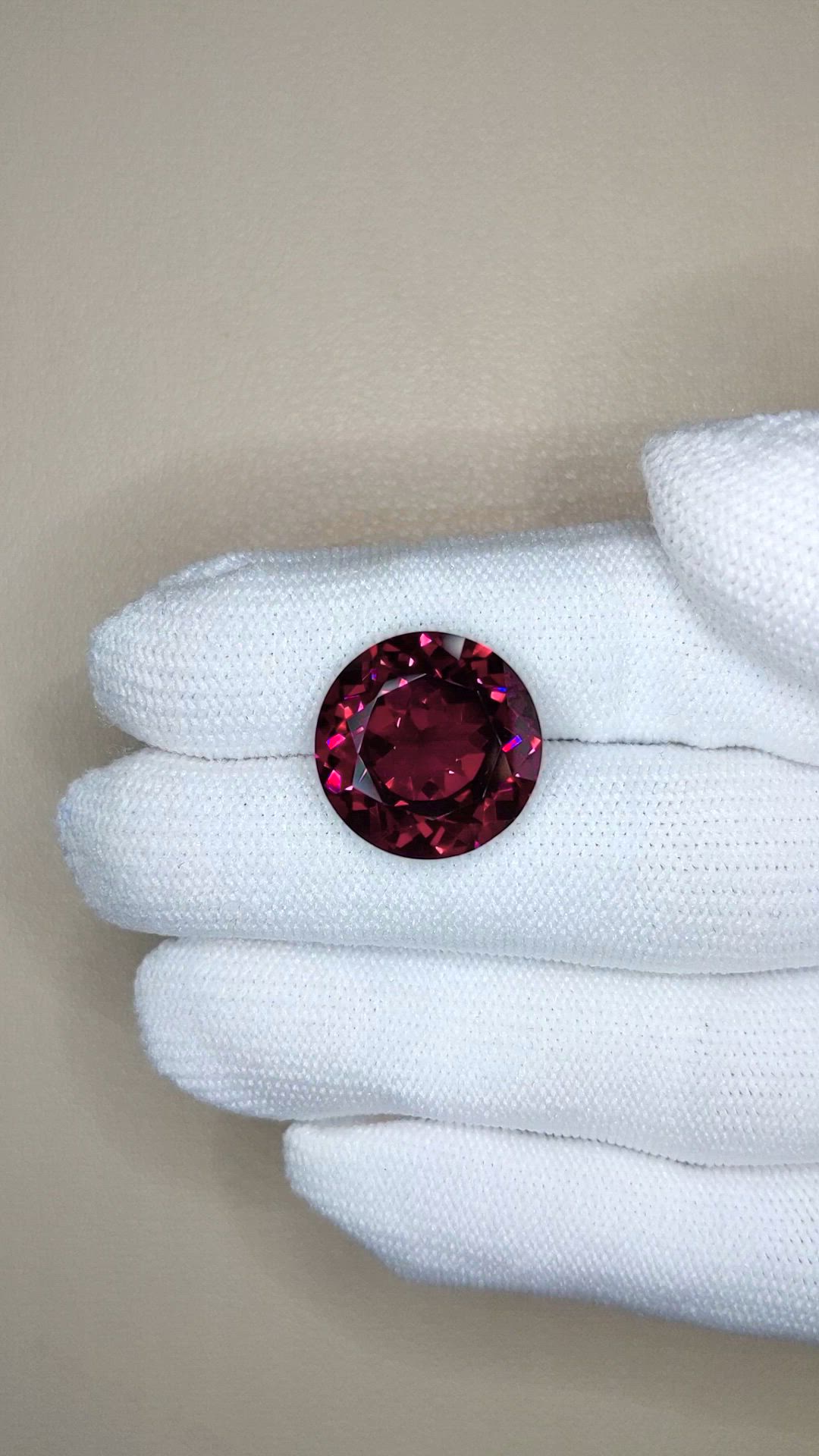 17.03 Ct. Purplish Red Rhodolite Garnet from Tanzania Size Video