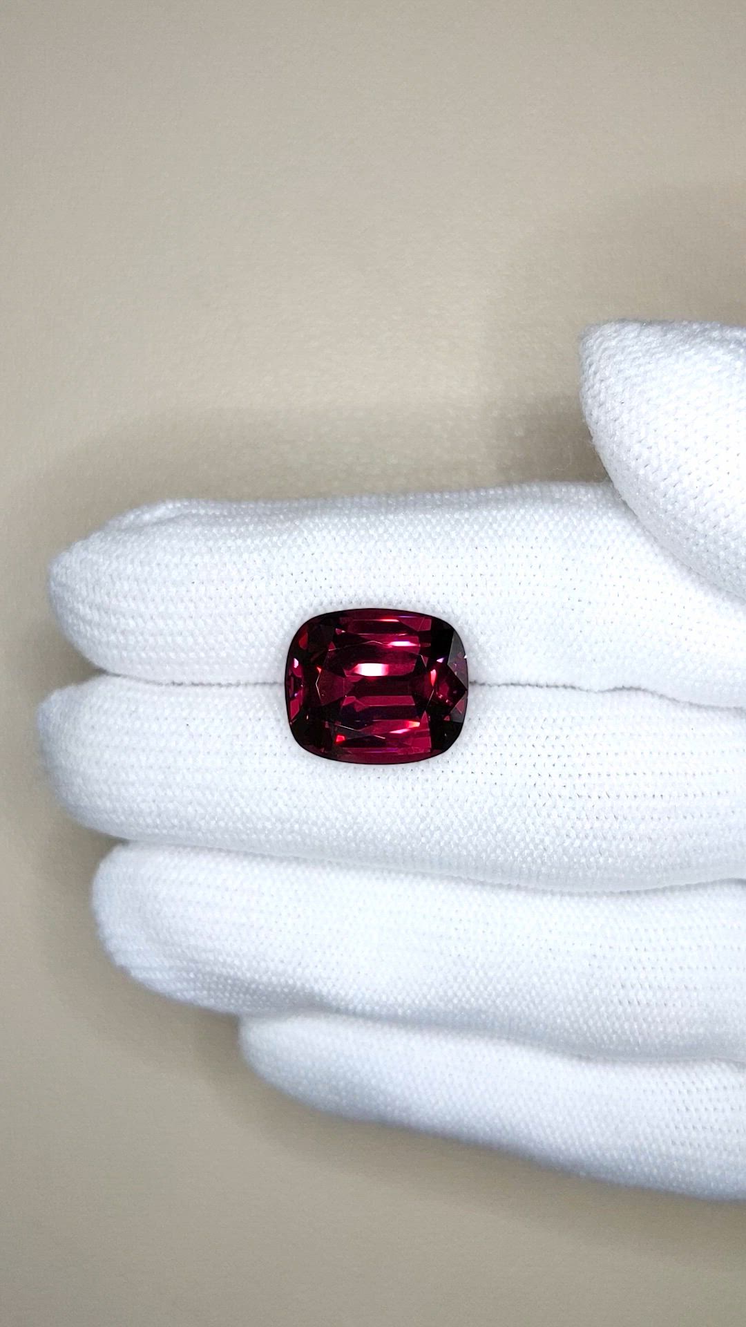 13.68 Ct. Purplish Red Rhodolite Garnet from Tanzania Size Video