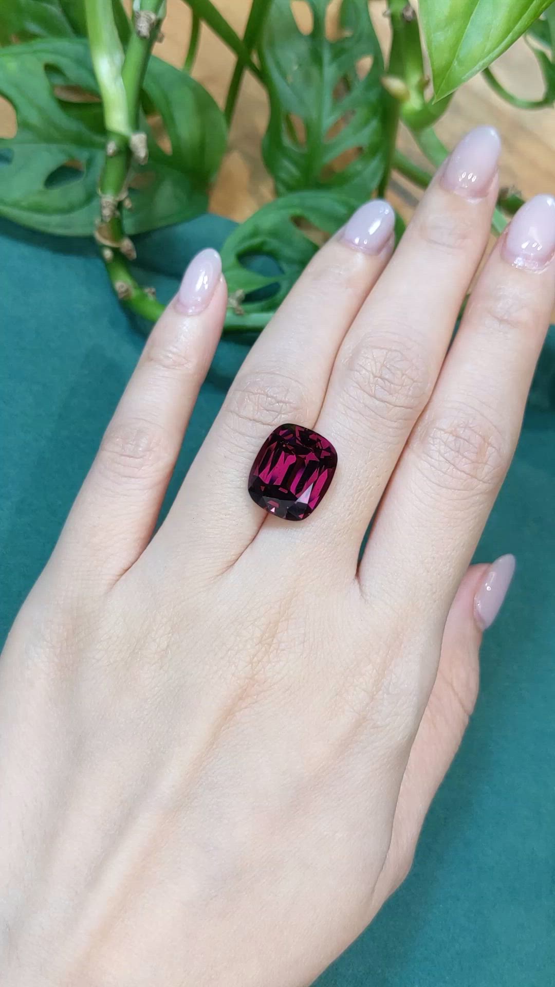 13.68 Ct. Purplish Red Rhodolite Garnet from Tanzania Size Video