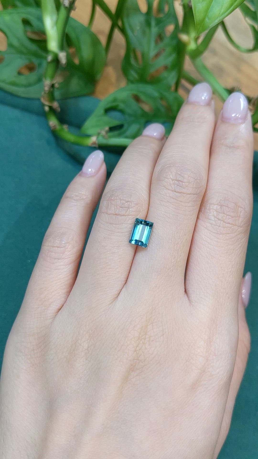 1.79 Ct. Bluish Green Tourmaline from Brazil Size Video