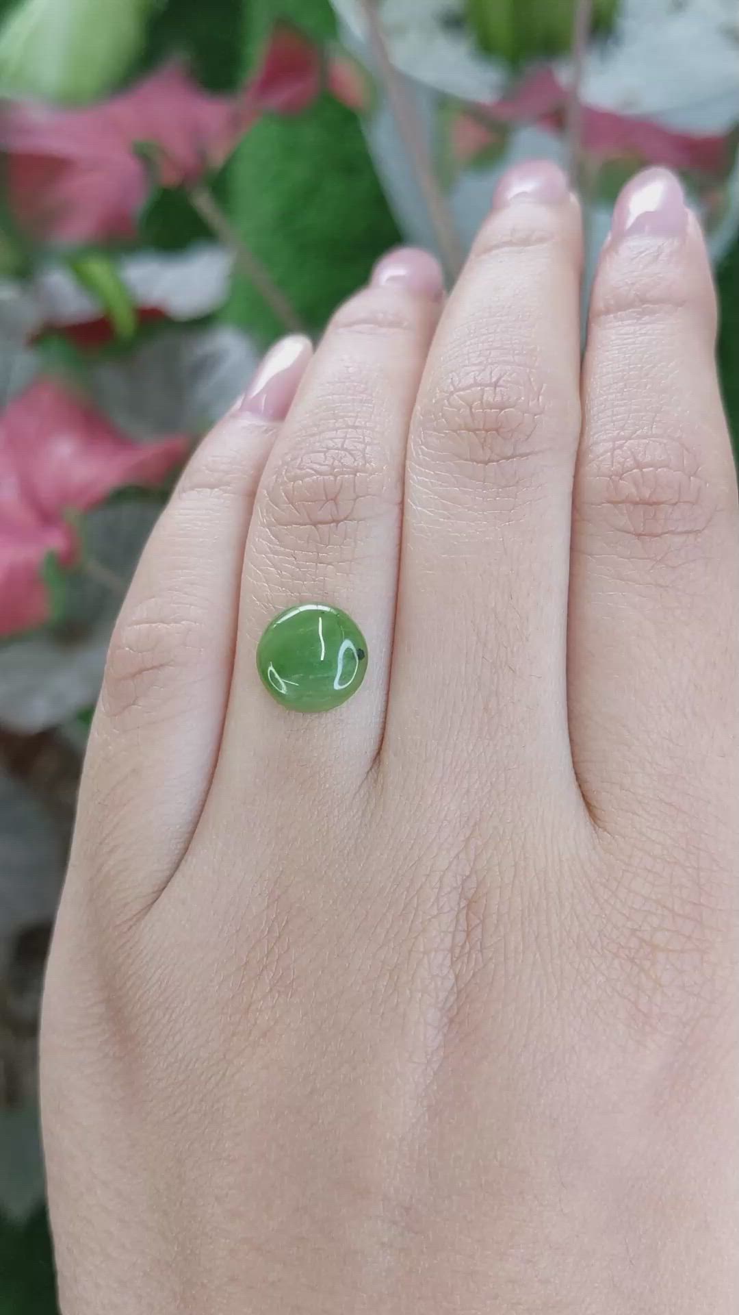 3.20 Ct. Green Cabochon Jade from Burma (Myanmar) Size Video