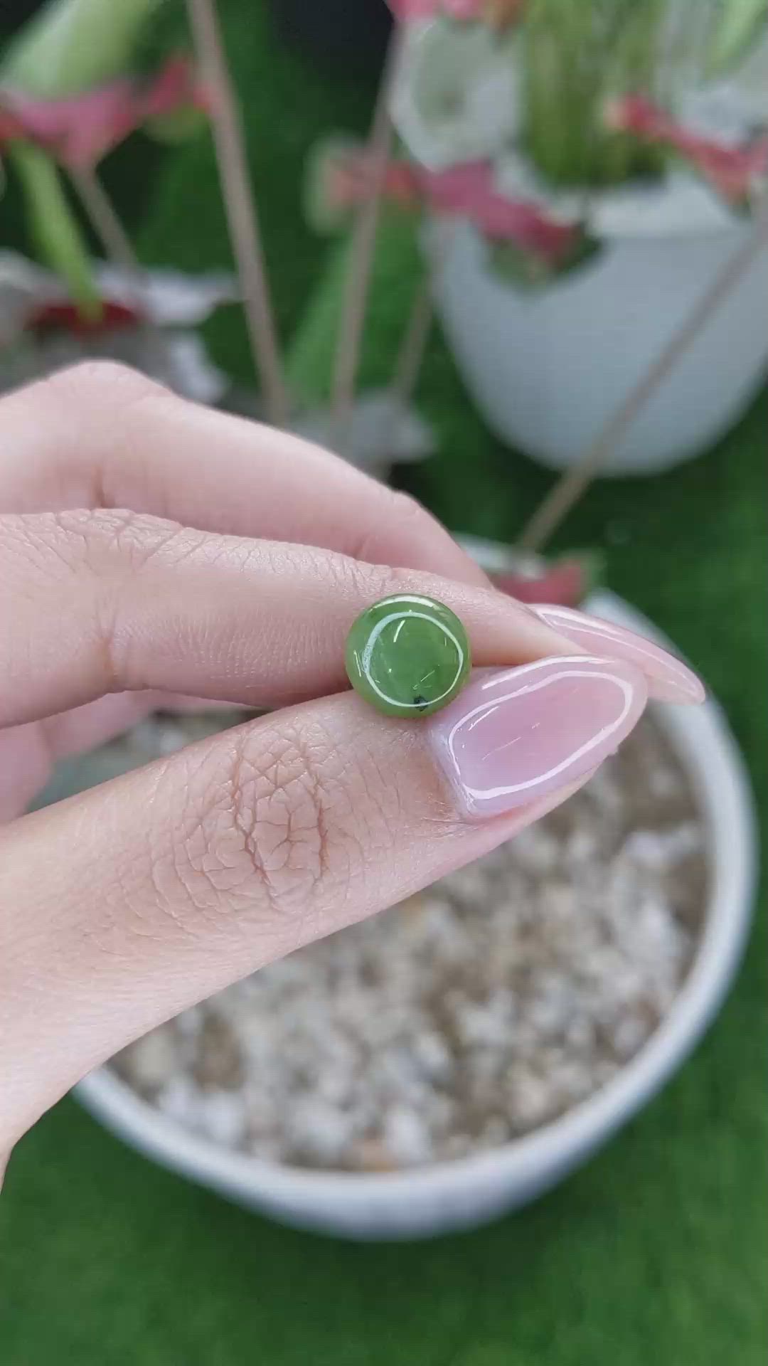 3.20 Ct. Green Cabochon Jade from Burma (Myanmar) Size Video