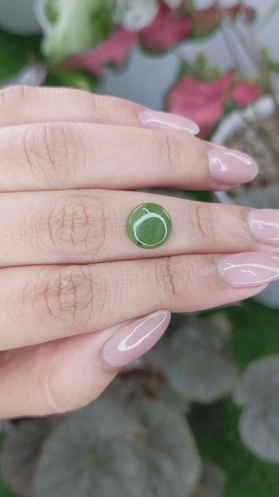 3.20 Ct. Green Cabochon Jade from Burma (Myanmar) Size Video