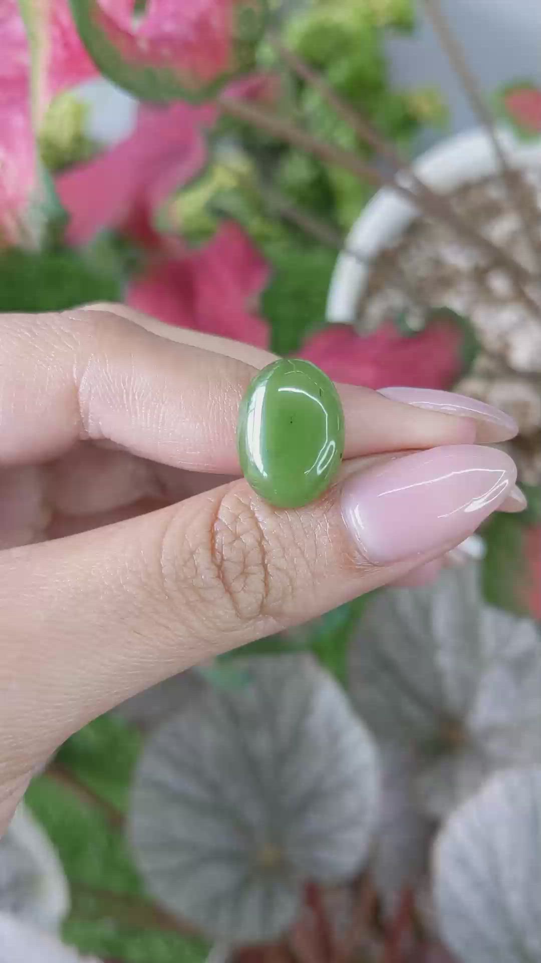 8.26 Ct. Green Cabochon Jade from Burma (Myanmar) Size Video