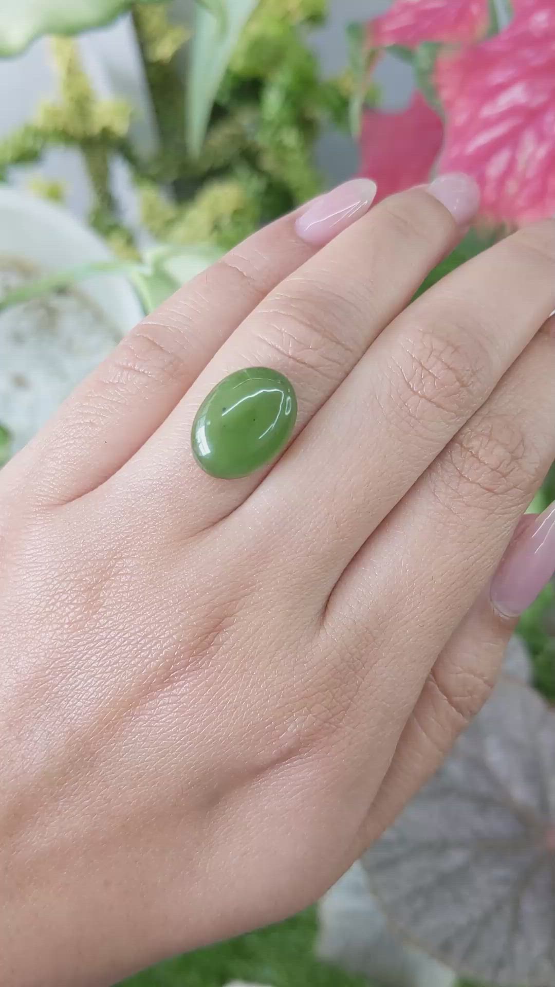 8.26 Ct. Green Cabochon Jade from Burma (Myanmar) Size Video