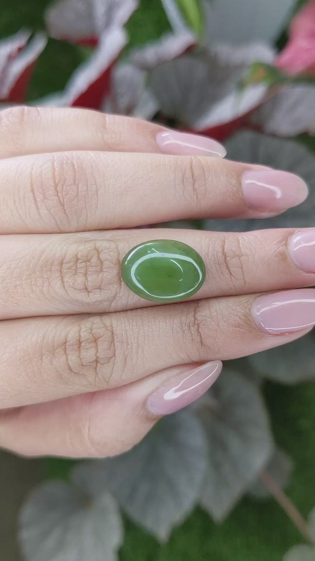 8.26 Ct. Green Cabochon Jade from Burma (Myanmar) Size Video