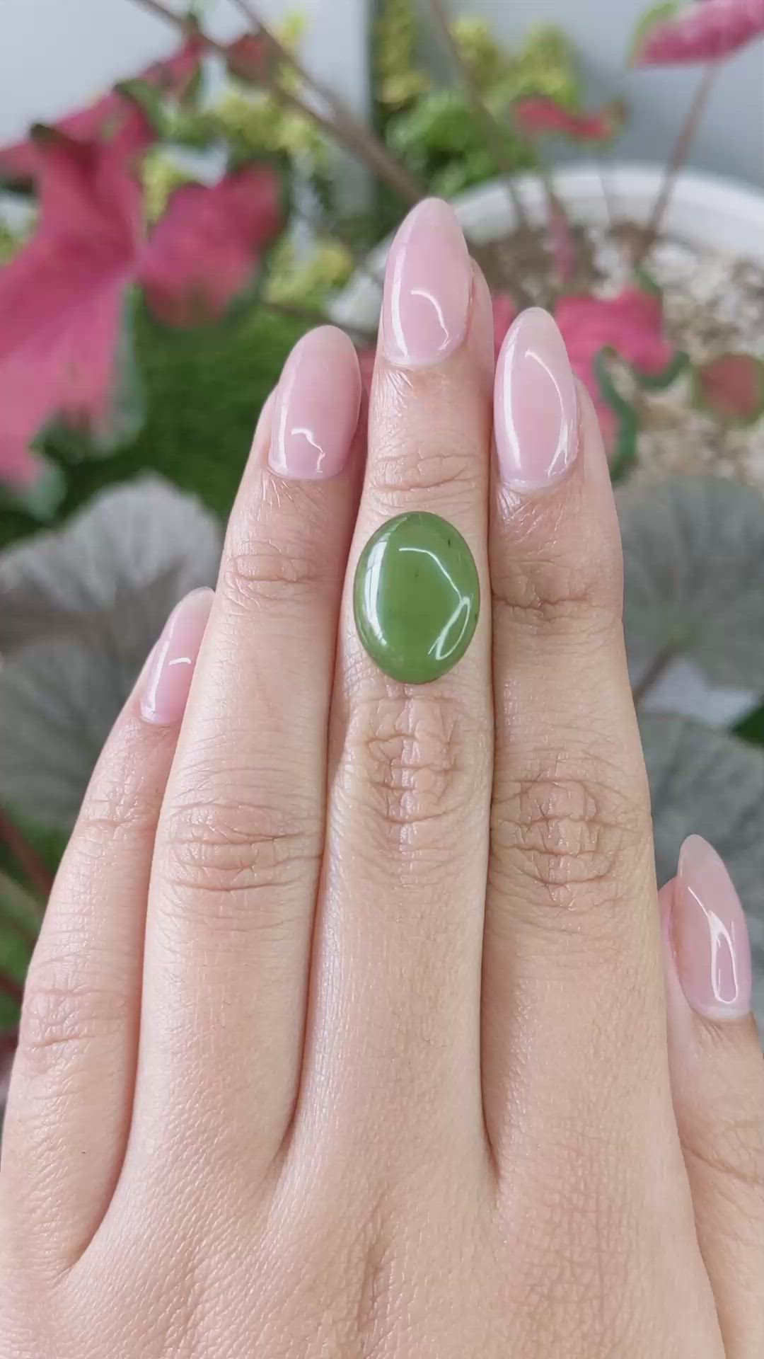 8.26 Ct. Green Cabochon Jade from Burma (Myanmar) Size Video