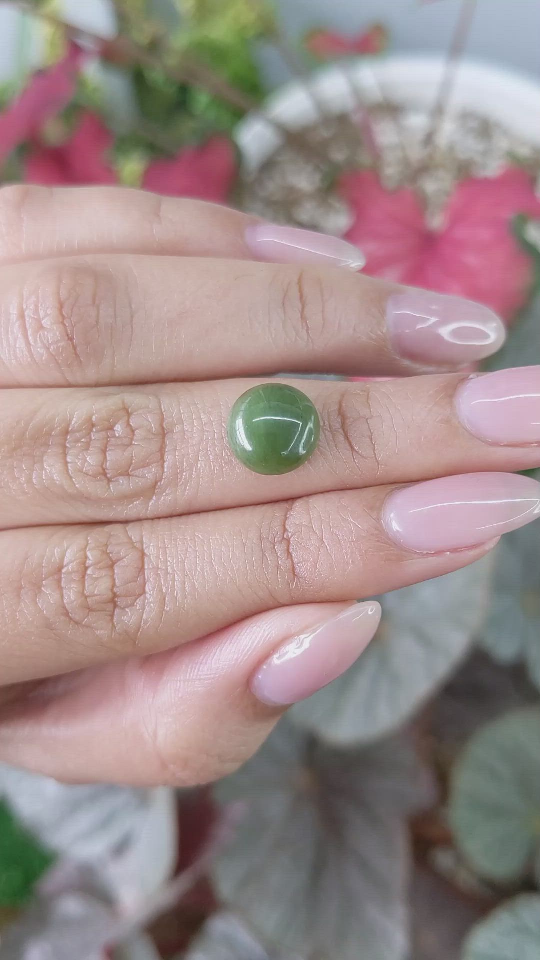 3.25 Ct. Green Cabochon Jade from Burma (Myanmar) Size Video