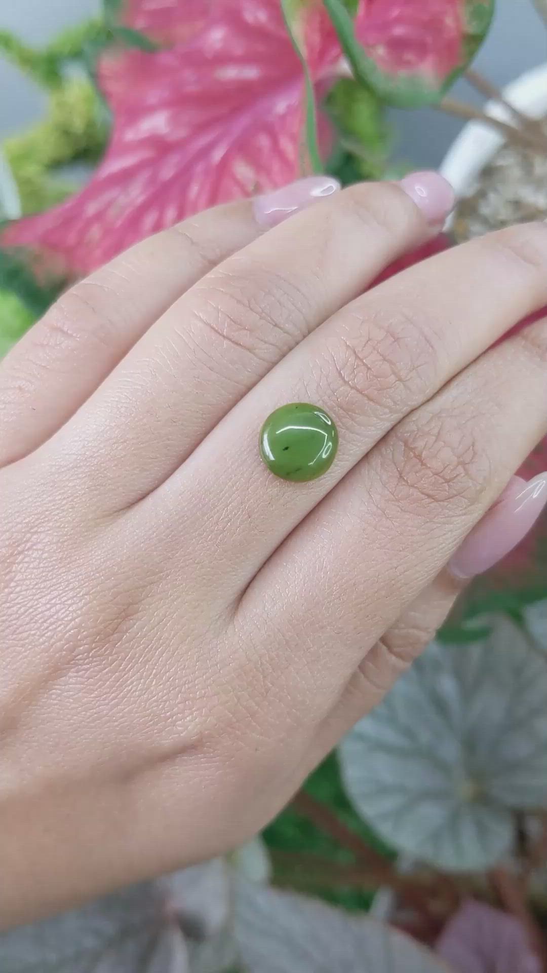 3.13 Ct. Yellowish Green Cabochon Jade from Burma (Myanmar) Size Video