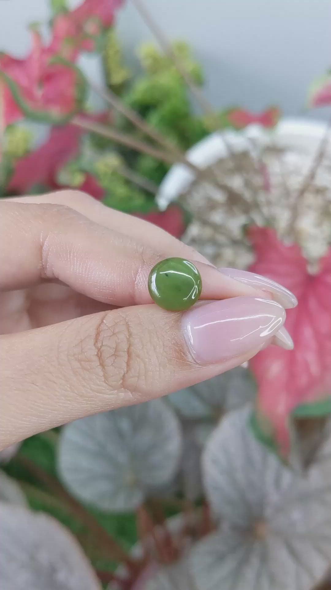3.13 Ct. Yellowish Green Cabochon Jade from Burma (Myanmar) Size Video