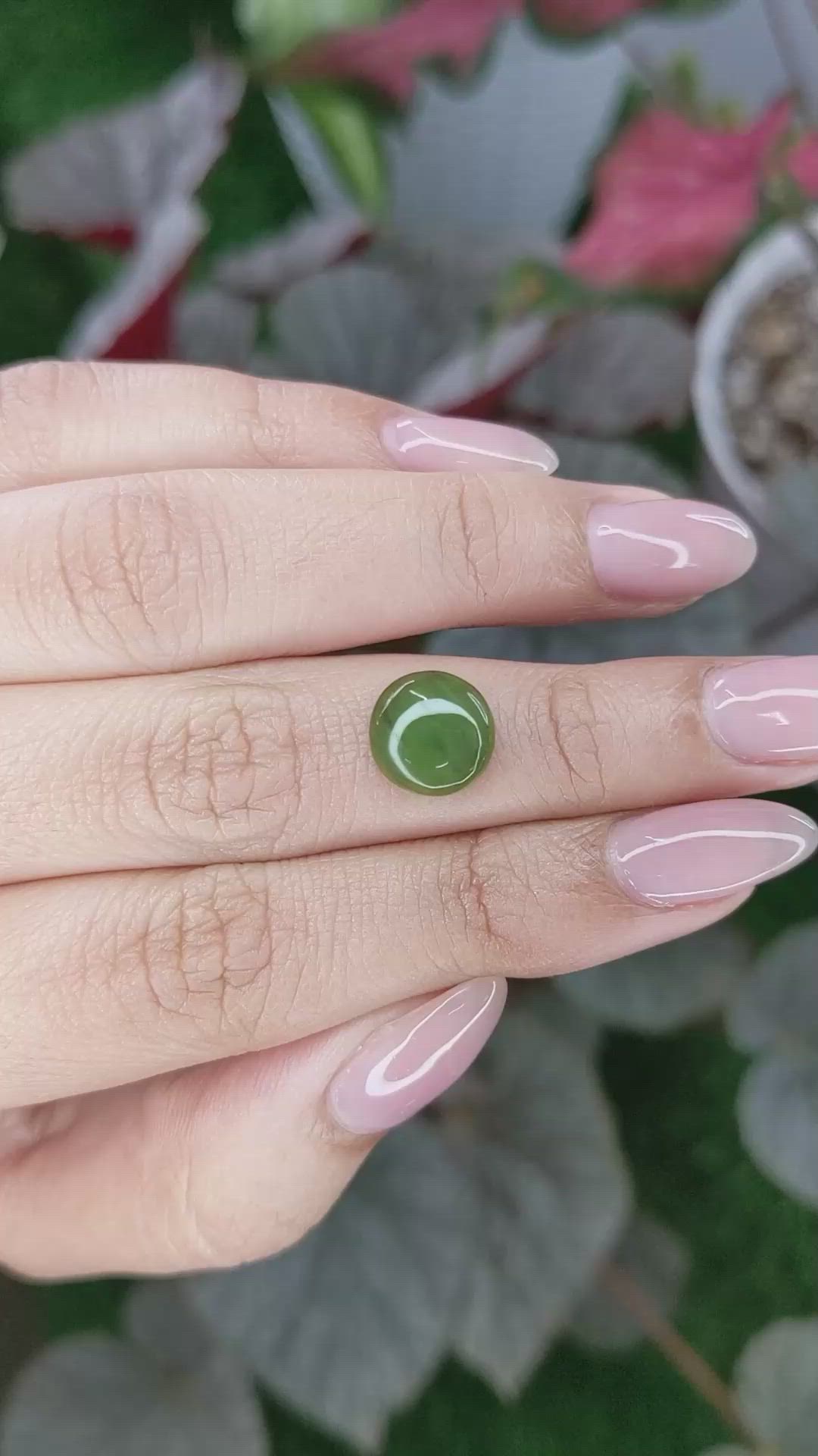 3.13 Ct. Yellowish Green Cabochon Jade from Burma (Myanmar) Size Video