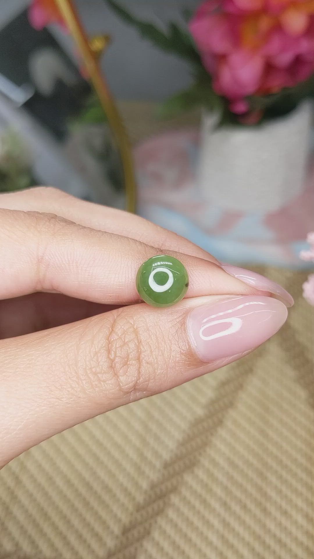 3.51 Ct. Green Cabochon Jade from Burma (Myanmar) Size Video