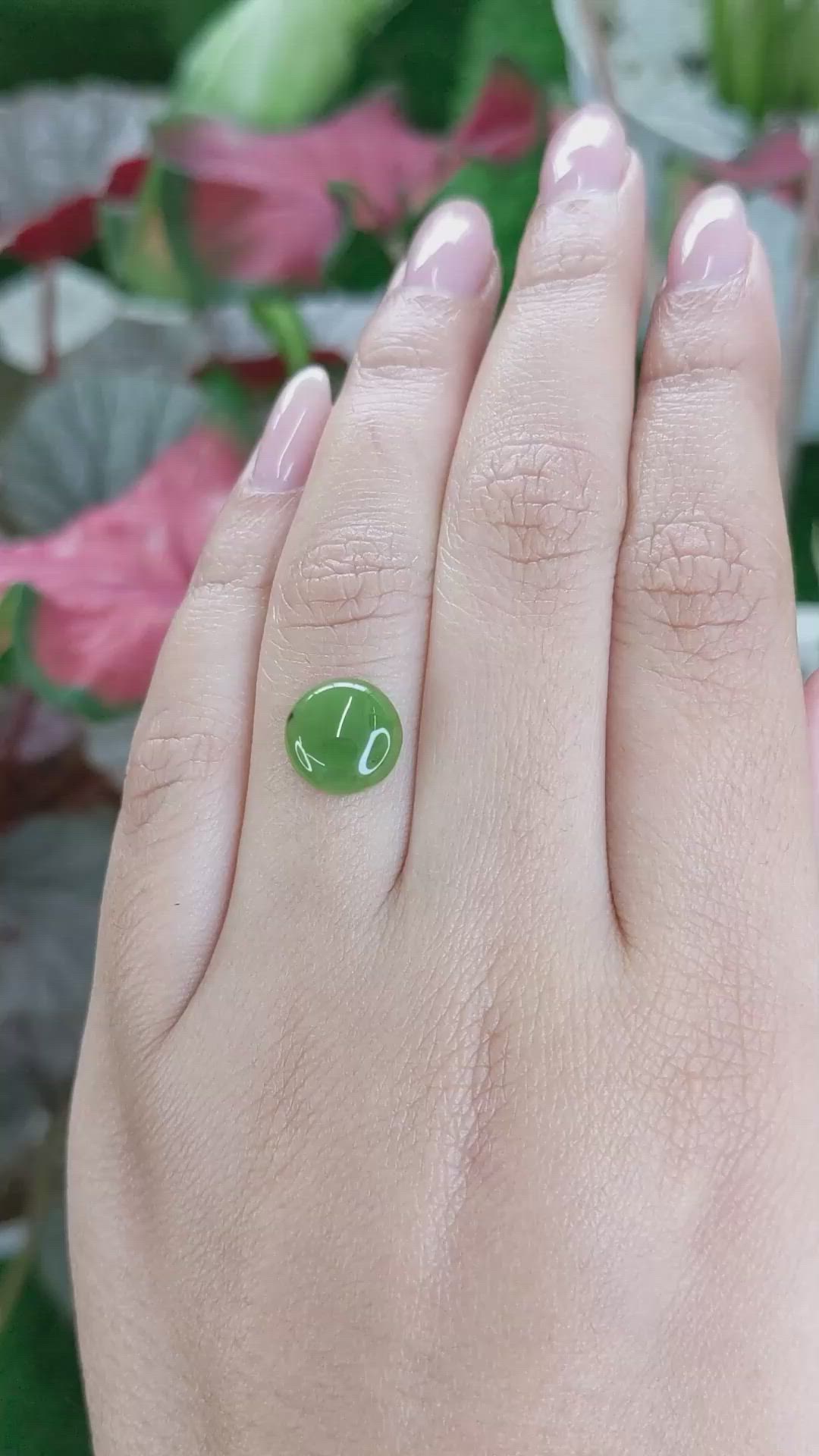 3.51 Ct. Green Cabochon Jade from Burma (Myanmar) Size Video