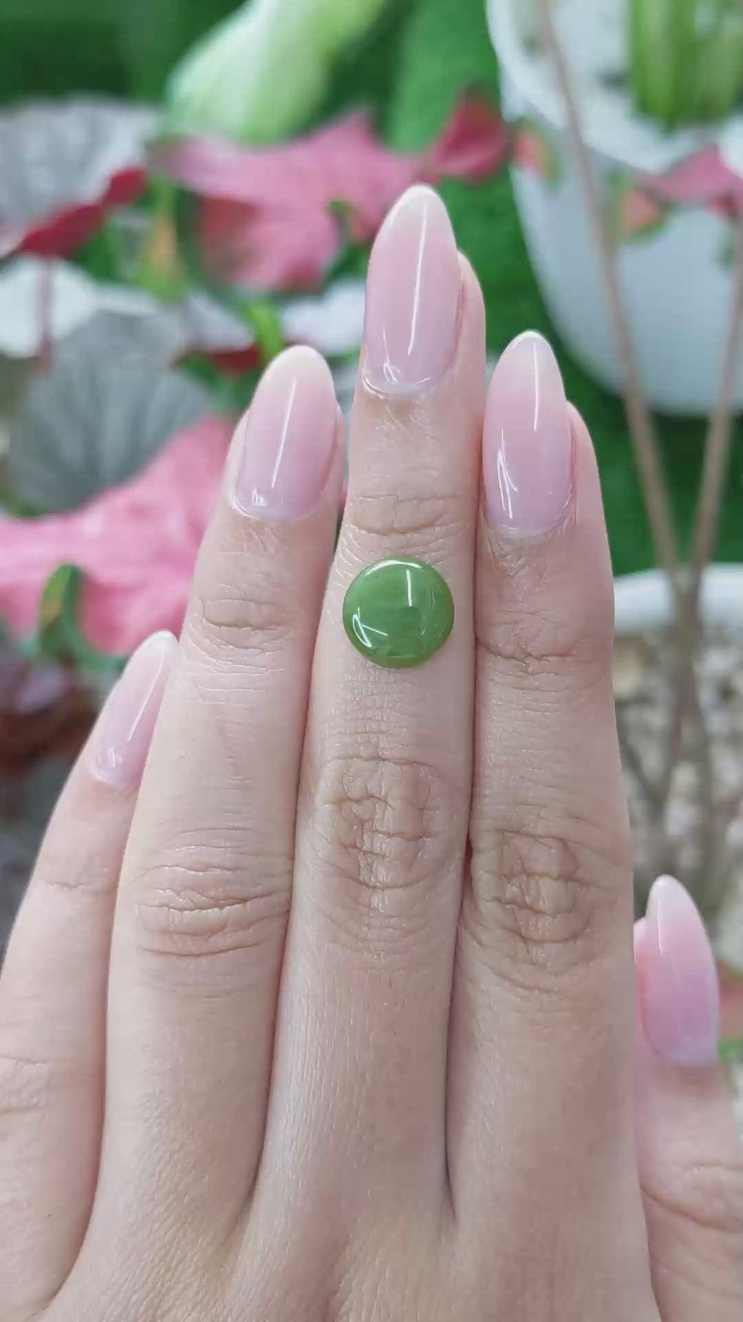 2.95 Ct. Green Cabochon Jade from Burma (Myanmar) Size Video