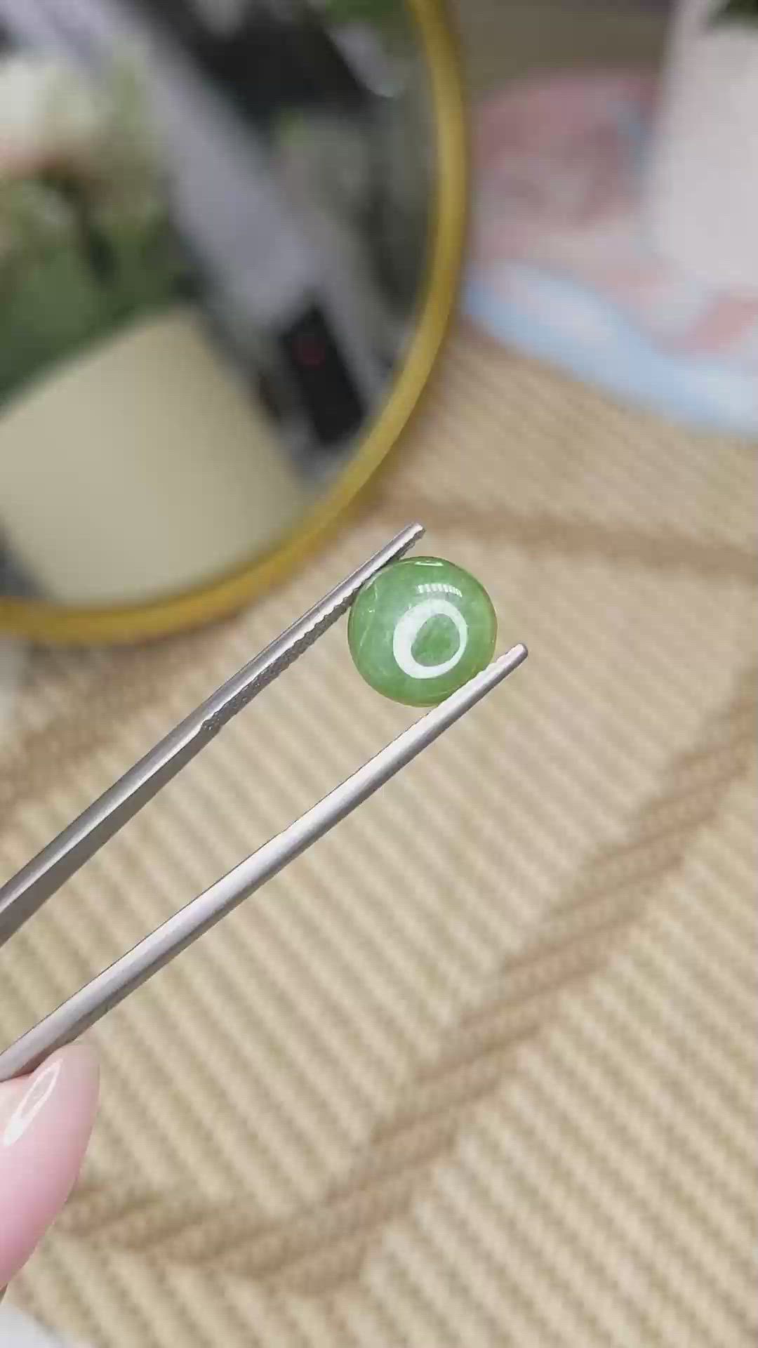2.95 Ct. Green Cabochon Jade from Burma (Myanmar) Size Video