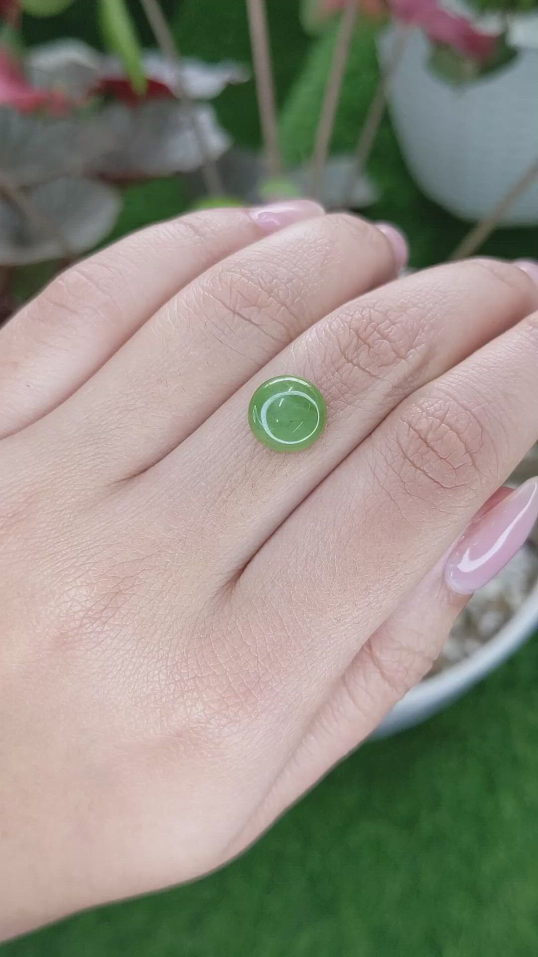 2.95 Ct. Green Cabochon Jade from Burma (Myanmar) Size Video