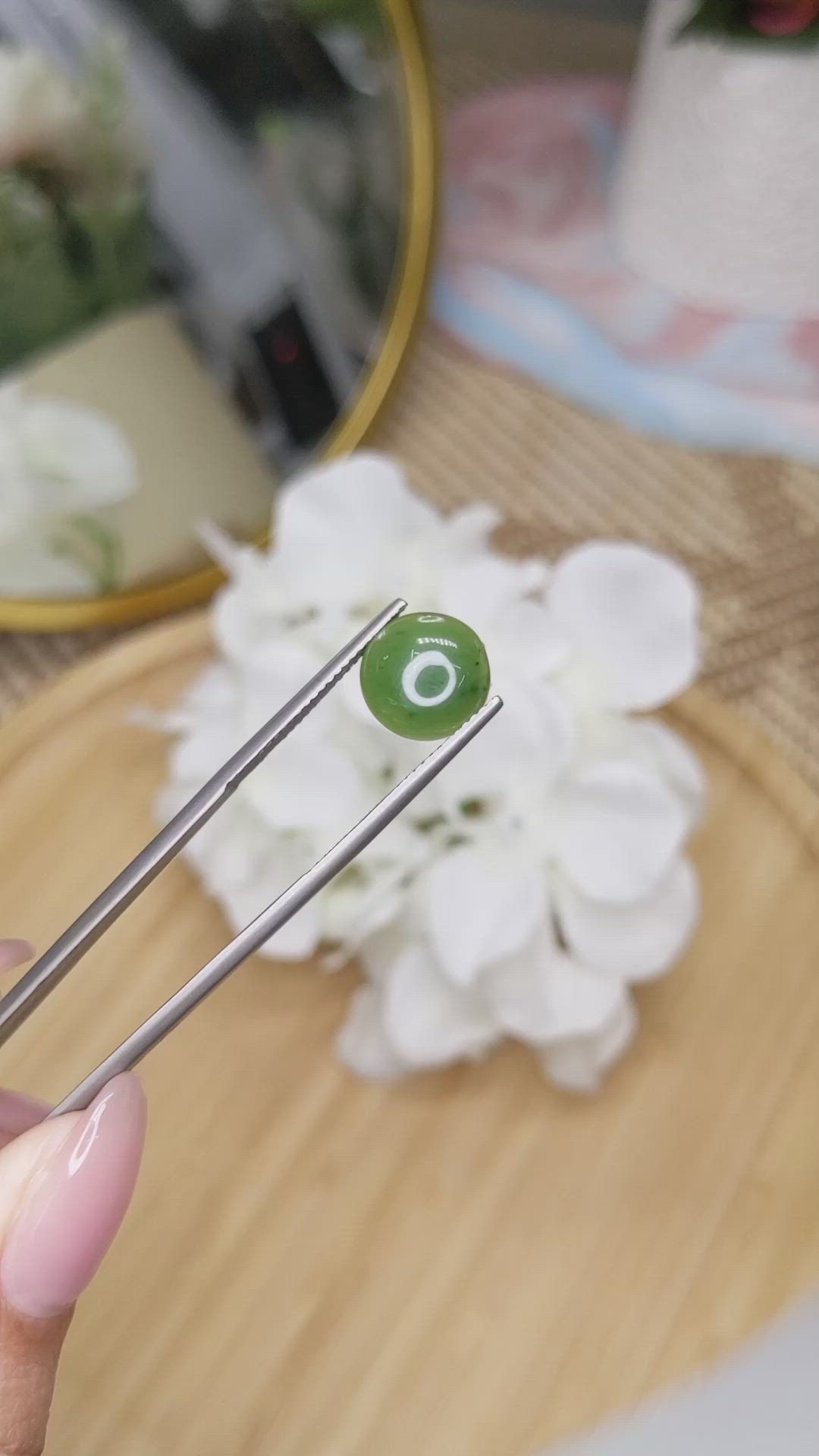 3.10 Ct. Green Cabochon Jade from Burma (Myanmar) Size Video
