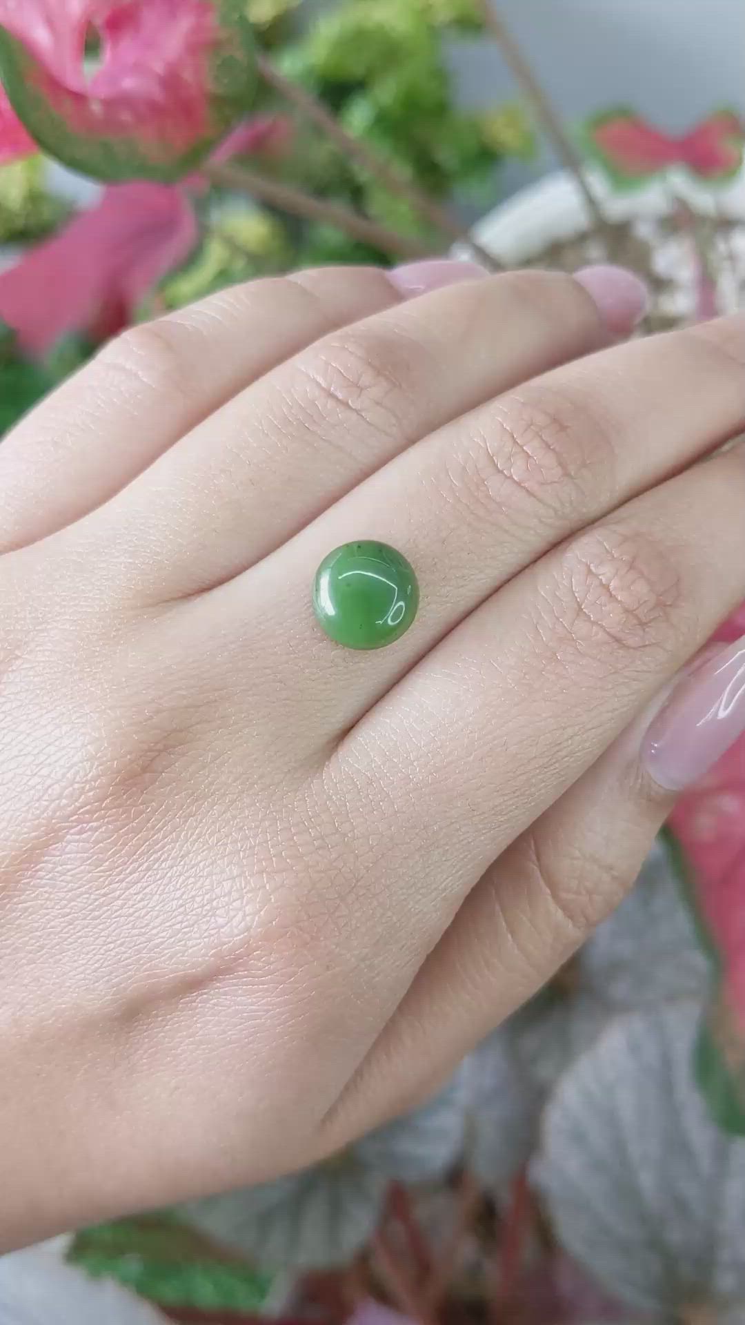 3.10 Ct. Green Cabochon Jade from Burma (Myanmar) Size Video