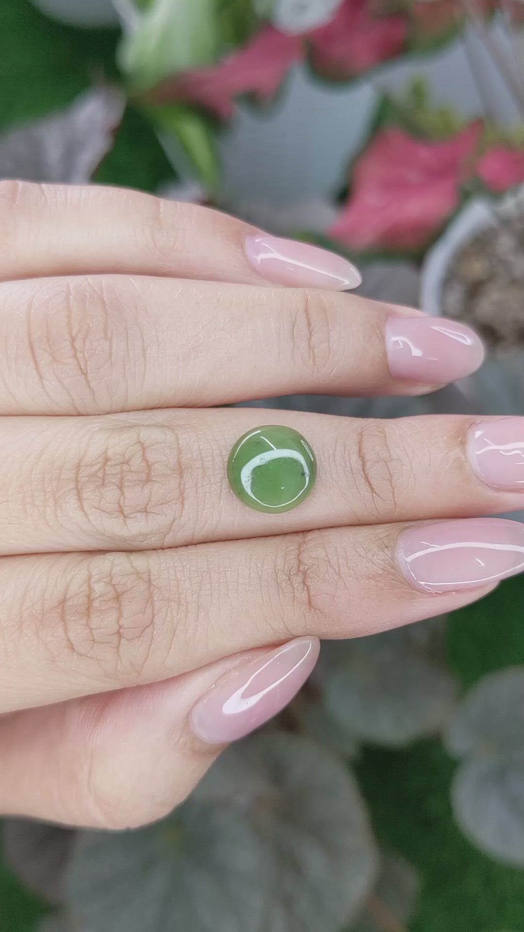2.87 Ct. Green Cabochon Jade from Burma (Myanmar) Size Video