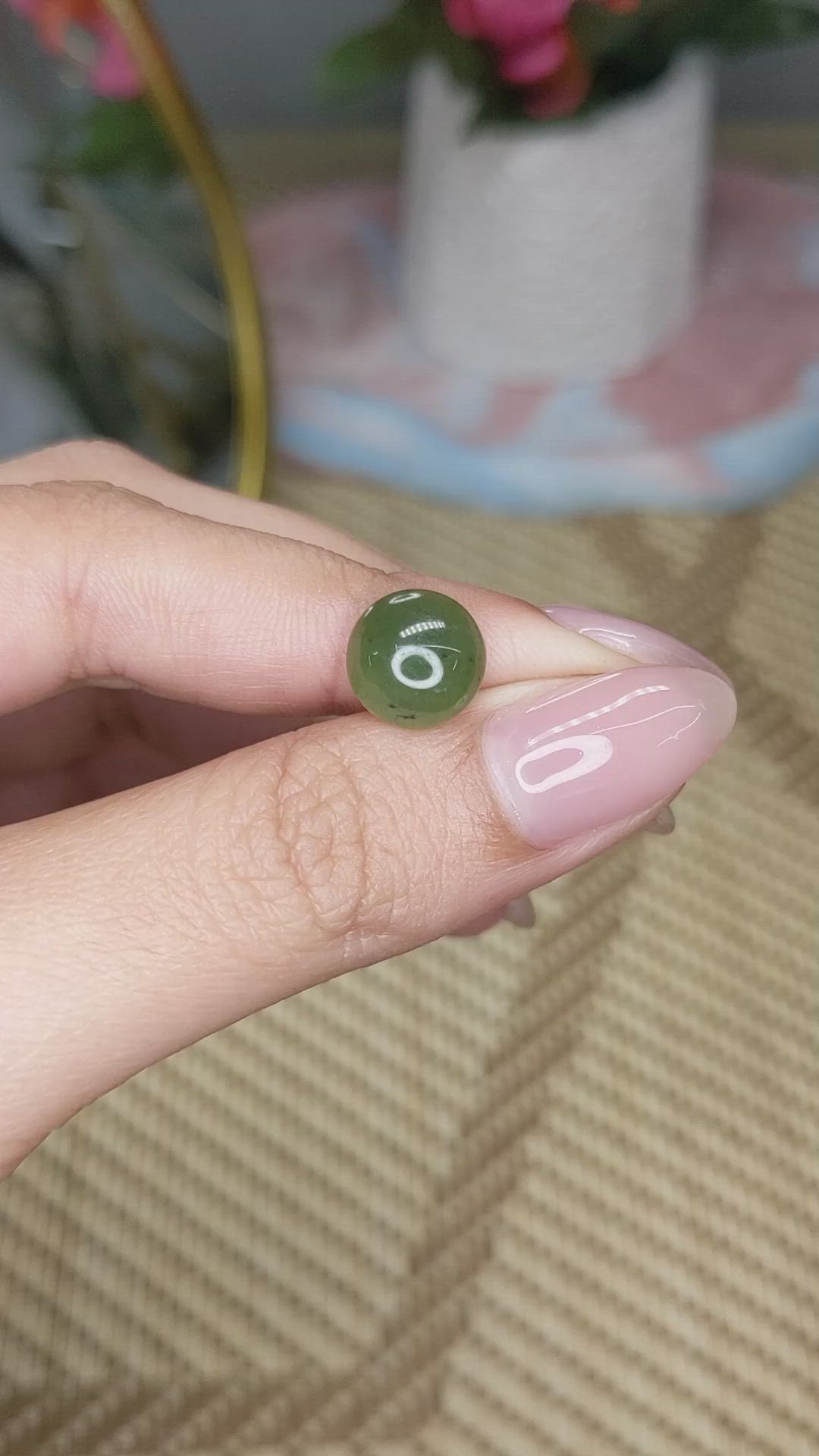 3.30 Ct. Green Cabochon Jade from Burma (Myanmar) Size Video