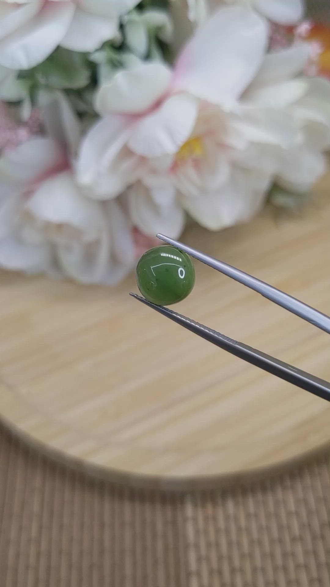 3.53 Ct. Green Cabochon Jade from Burma (Myanmar) Size Video