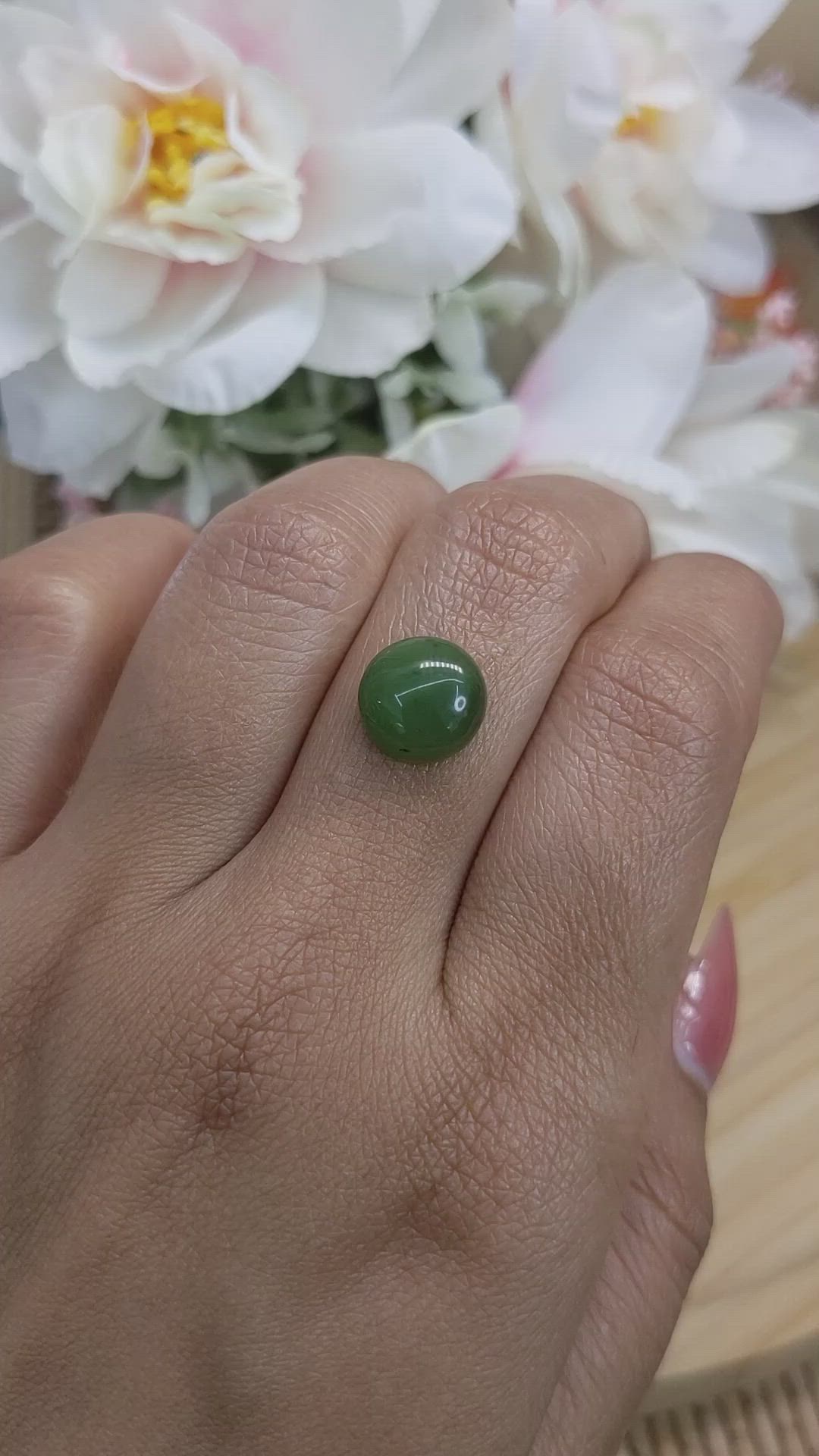 3.53 Ct. Green Cabochon Jade from Burma (Myanmar) Size Video